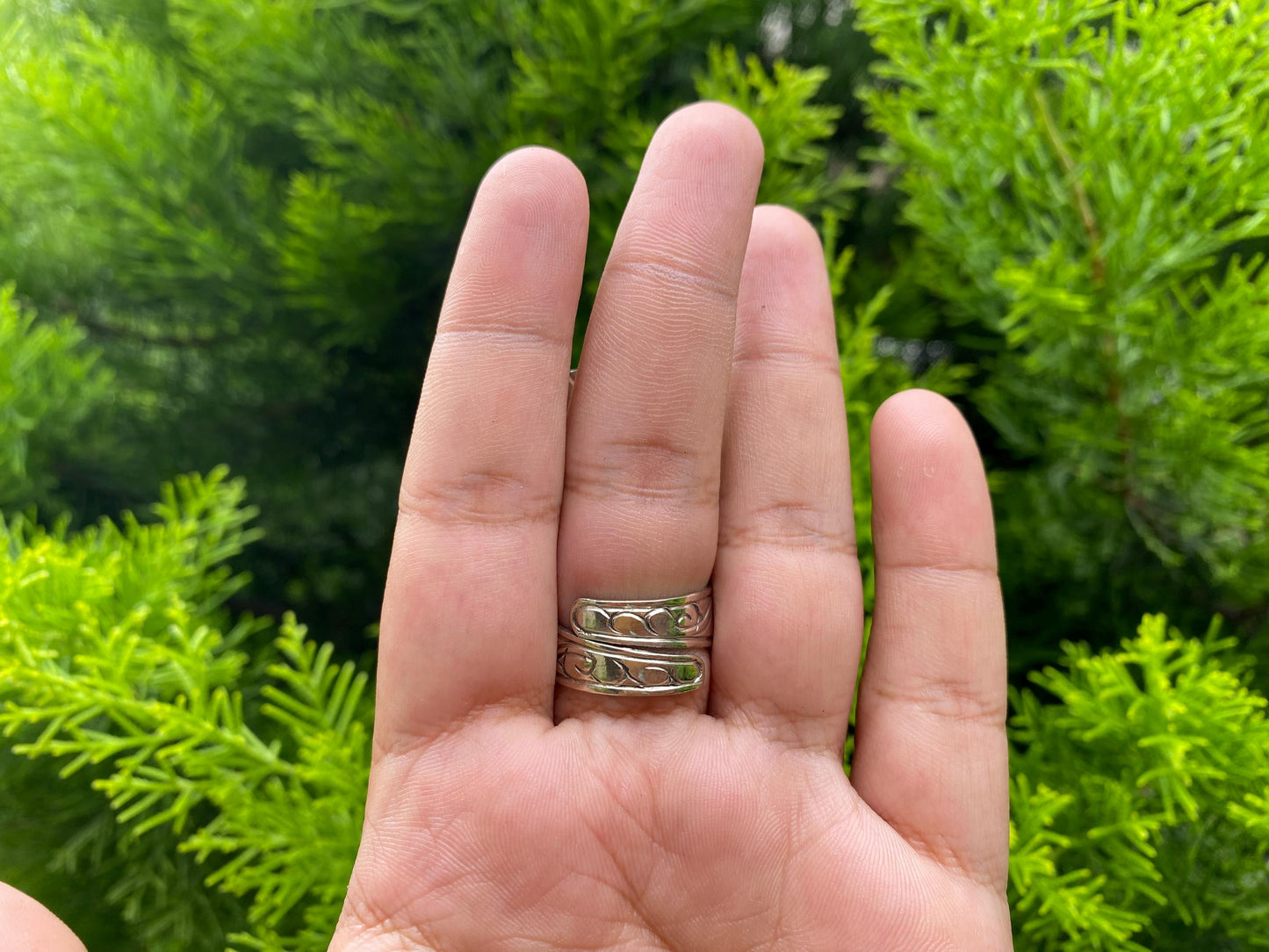 Adjustable Hand-Carved Bull Face Ring | Buffalo Bone & Tibetan Silver, Ring for Daily Wear, Hammered Ring, Unisex Engraved Jewelry