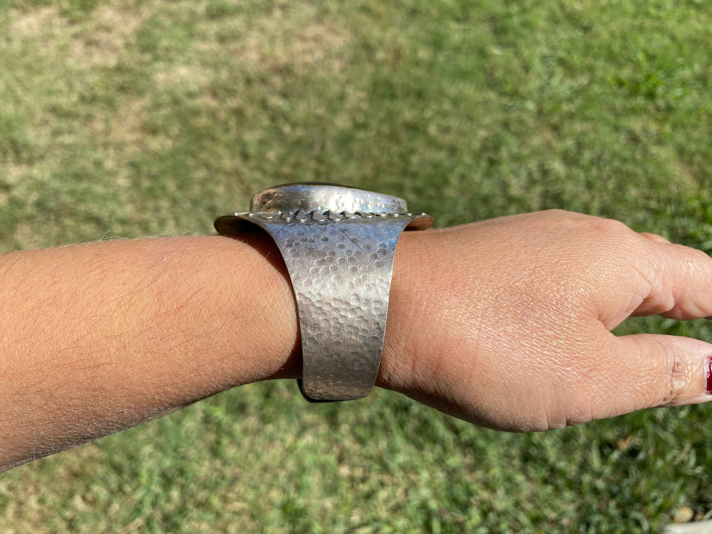 Adjustable Large Amber Antique Silver Looks Wide Band Cuff, Hammered Cuff, Oxidize Silver Overlay Jewelry, Exquisite Cuff, Statement Jewelry