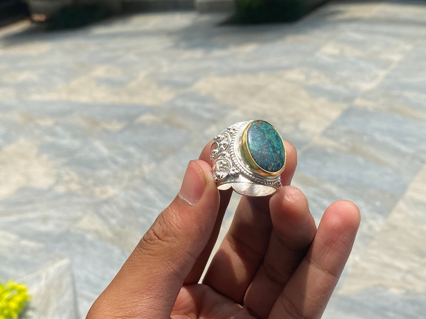 Aesthetic Adjustable Two Toned Ring for Daily wear, Brushed Gold and Silver overlay over Brass, Hammered Ring, Boho Fashion, Unisex Gift.