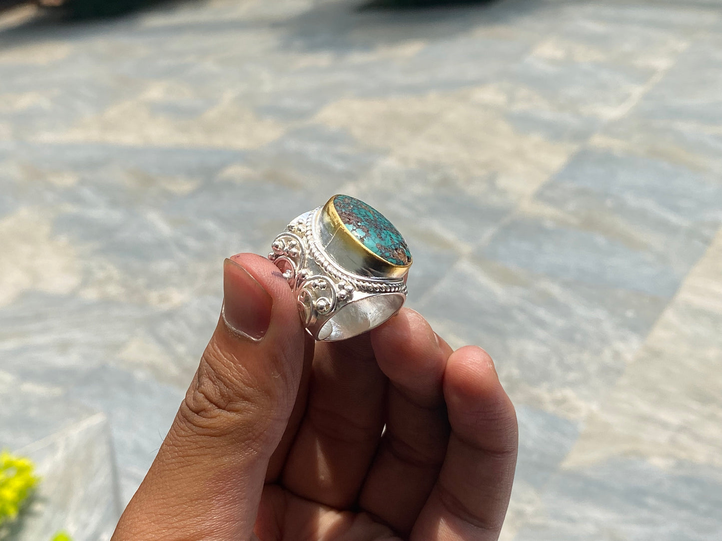 Aesthetic Adjustable Two Toned Ring for Daily wear, Brushed Gold and Silver overlay over Brass, Hammered Ring, Boho Fashion, Unisex Gift.