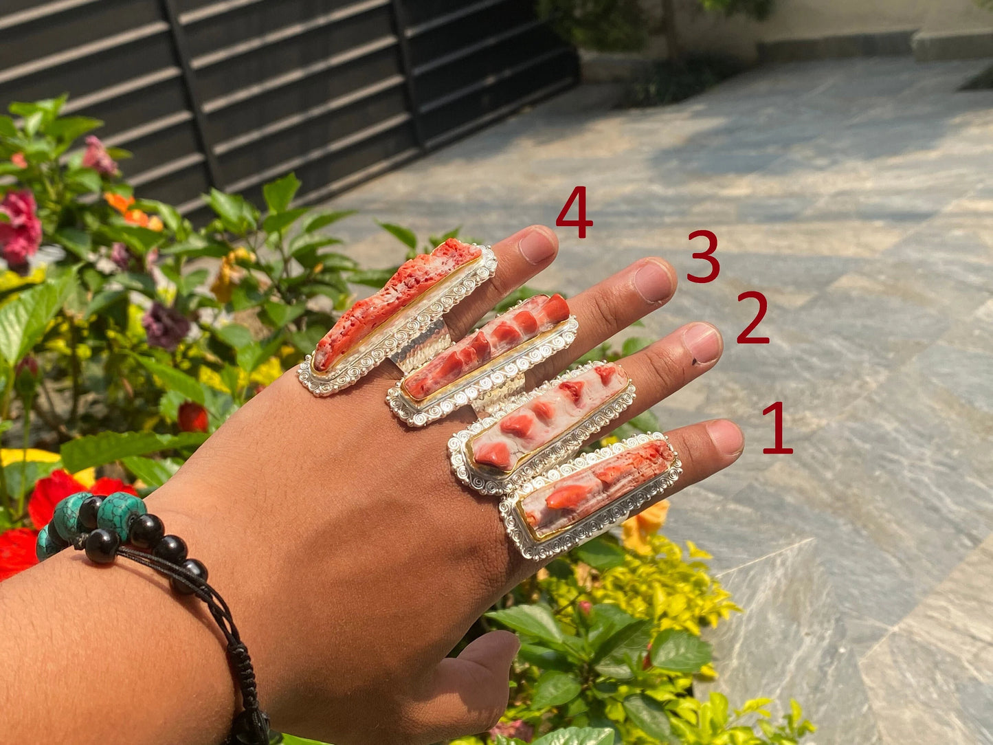 Aesthetic Spiny Orange Oyster Adjustable Ring, Two Tone Ring, Gold and Silver overlay over Brass.