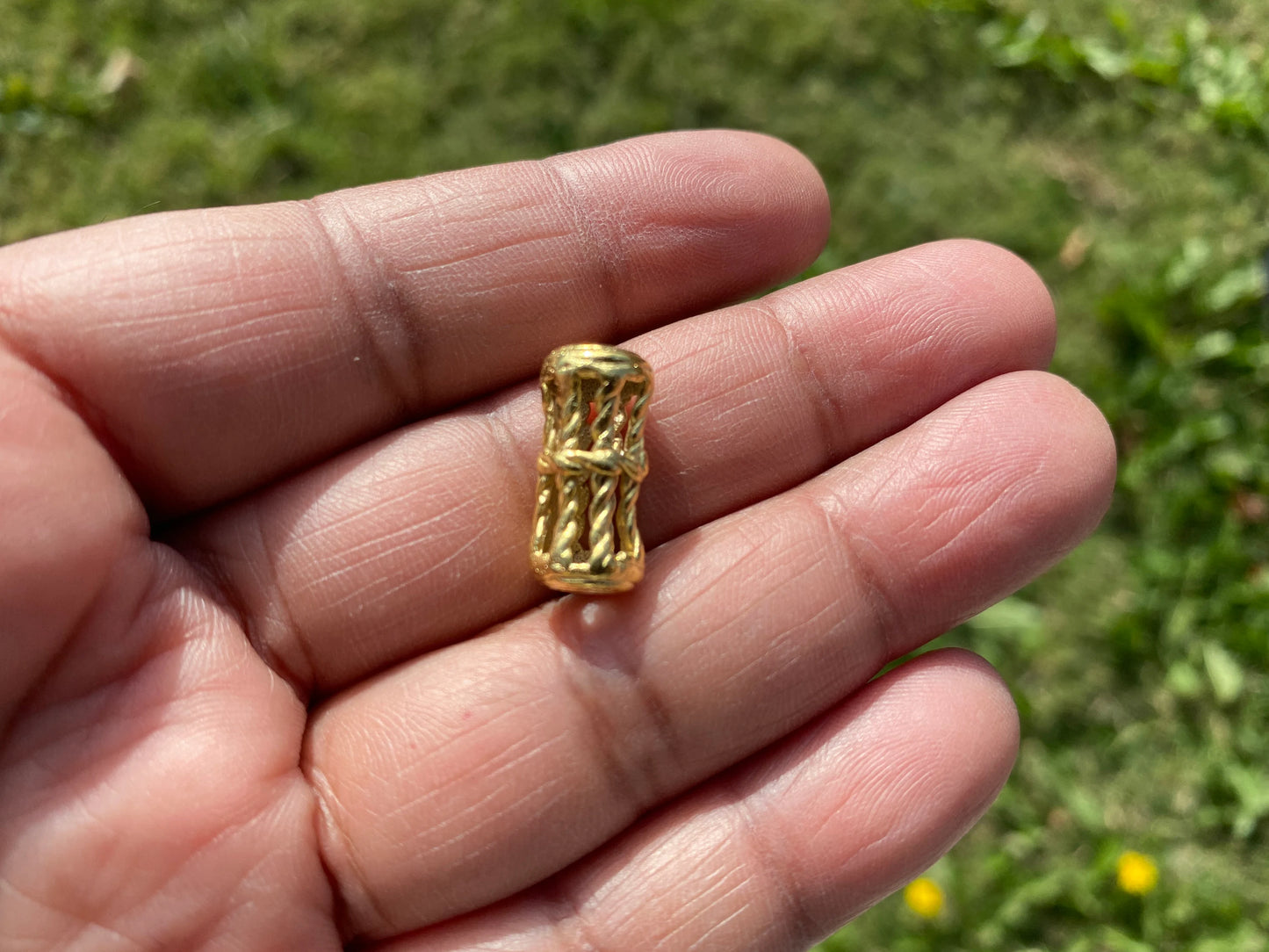 African Guru Beads, 18K Brushed Gold Overlay Non Tarnish, Tribal Beads, Ethnic Beads, Mala Beads for Necklace, Center Bead, Ghana Jewelry