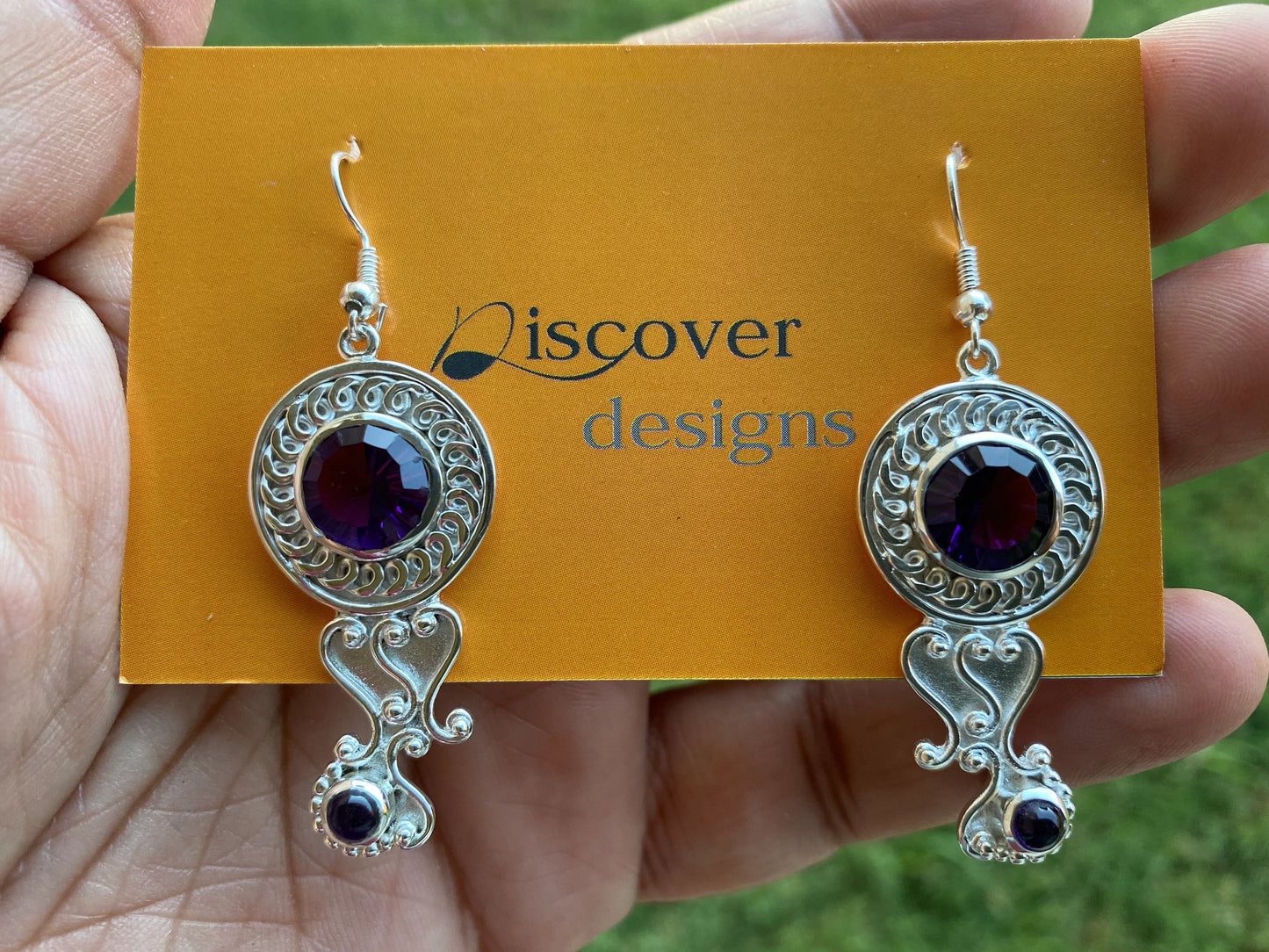 Amethyst Earrings Silver Overlay, Birthday Gift, Bridesmaid Earrings, Wedding Earrings, Birthstone Earrings Long Dangle Gemstone Earrings