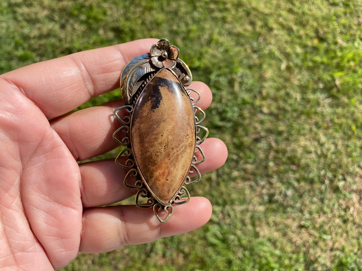 Raw Large Amber Tibetan Silver Pendant, Fossilized Amber Jewelry, Ancient Style Amber Pendant, Earthy Bohemian Jewelry, Amber Jewelry Gift