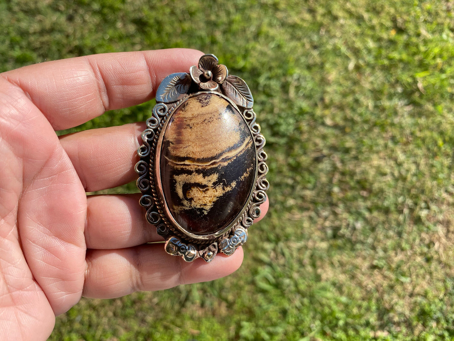 Raw Large Amber Tibetan Silver Pendant, Fossilized Amber Jewelry, Ancient Style Amber Pendant, Earthy Bohemian Jewelry, Amber Jewelry Gift