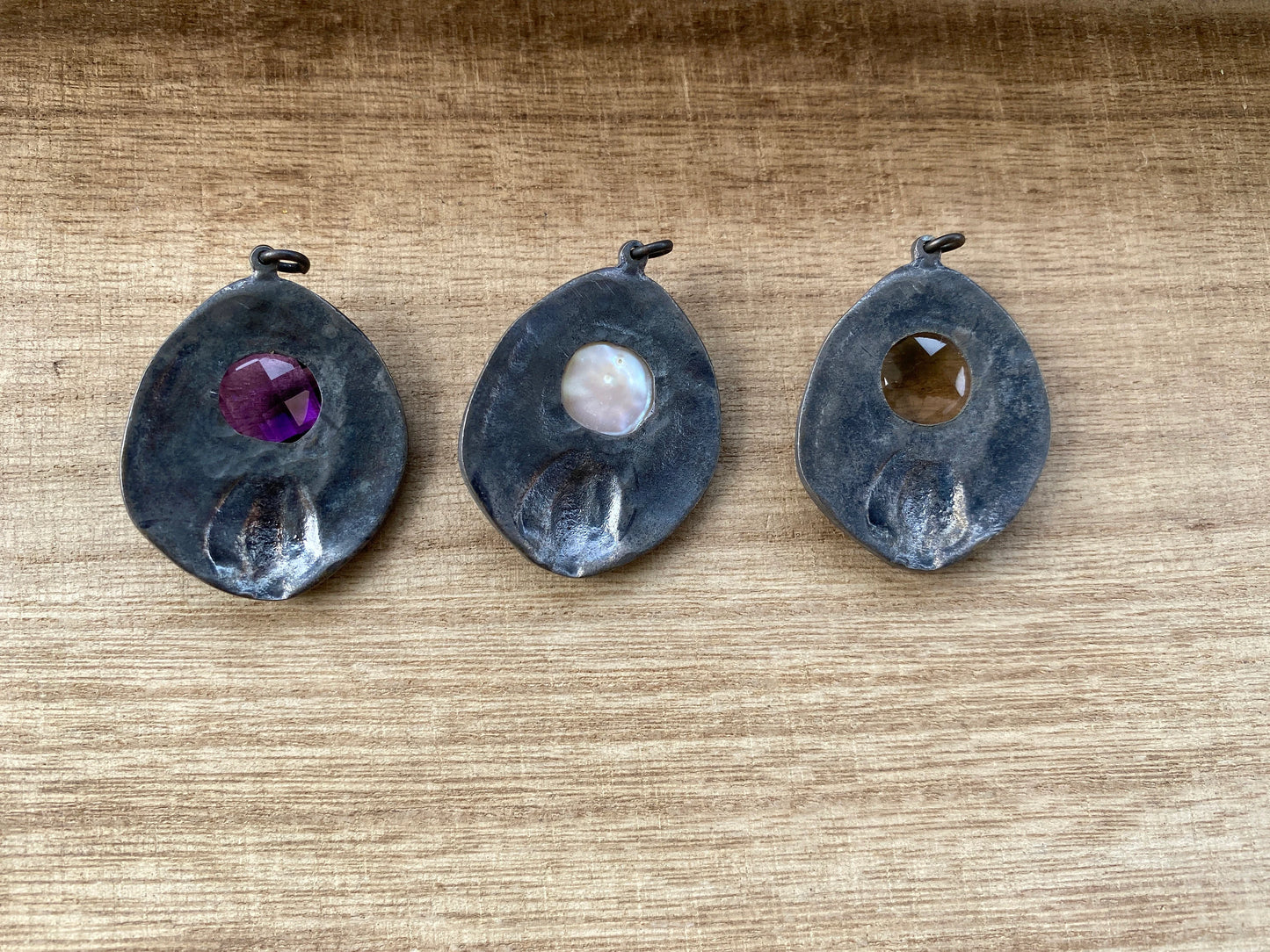 Antique Brass Small Pendant, Fresh Water Pearl, Faceted Amethyst or Smoky Topaz Gemstone Pendant, Tribal Jewelry, Handmade in Nepal,Necklace