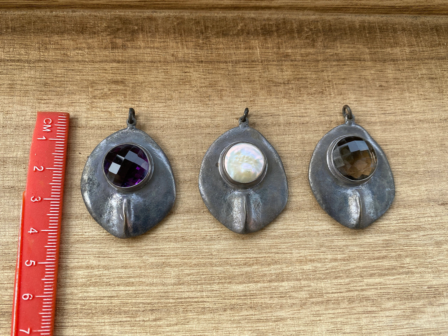 Antique Brass Small Pendant, Fresh Water Pearl, Faceted Amethyst or Smoky Topaz Gemstone Pendant, Tribal Jewelry, Handmade in Nepal,Necklace