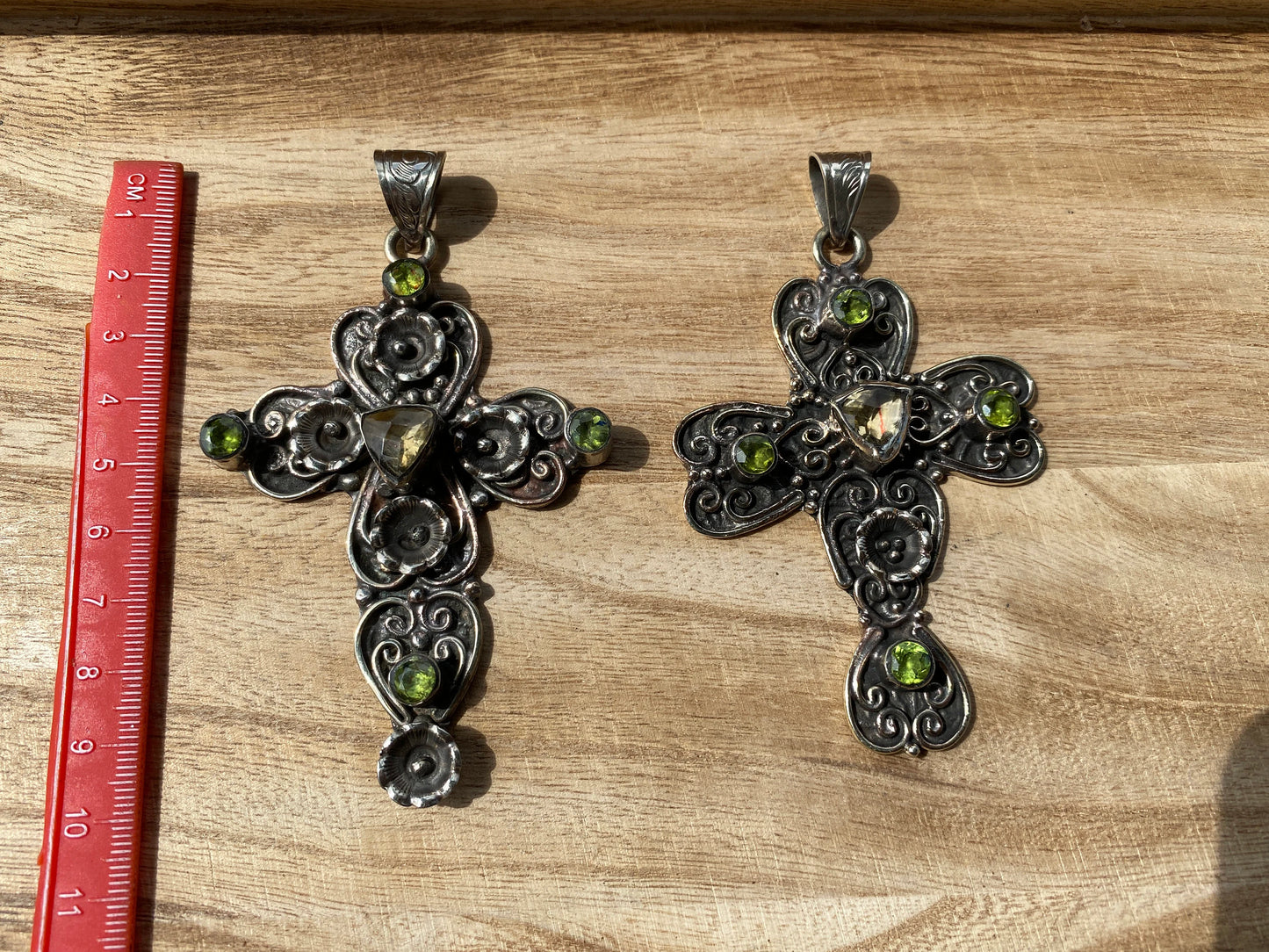 Antique Look Large Cross Pendant, Tibetan Silver Pendant,Faceted Period & Citrine Gemstone, Religious Jewelry, Religious Gift, Tibetan, Boho