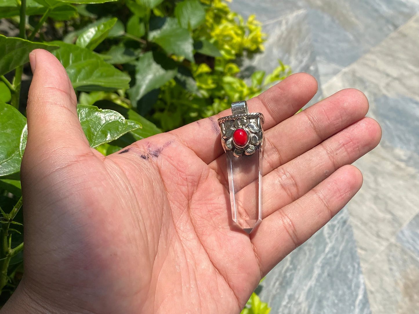 Antique Pointed Pendant: Handcrafted with Coral Adornments, Handmade Pendant, Gift ideas, Unisex Pendant.