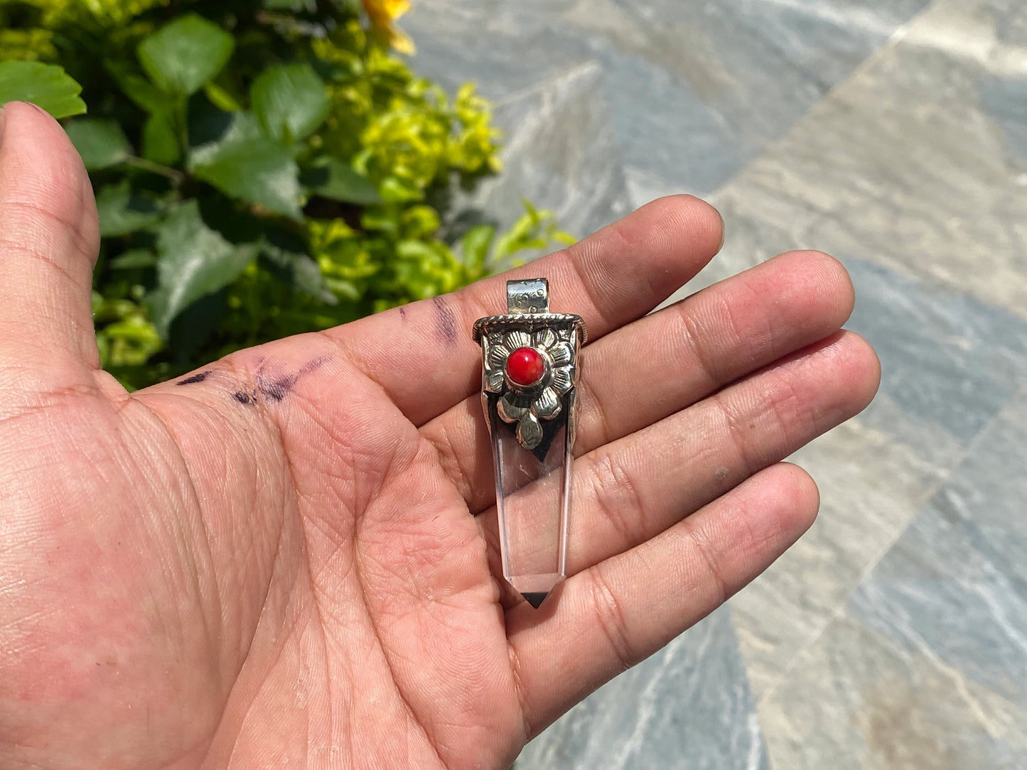 Antique Pointed Pendant: Handcrafted with Coral Adornments, Handmade Pendant, Gift ideas, Unisex Pendant.