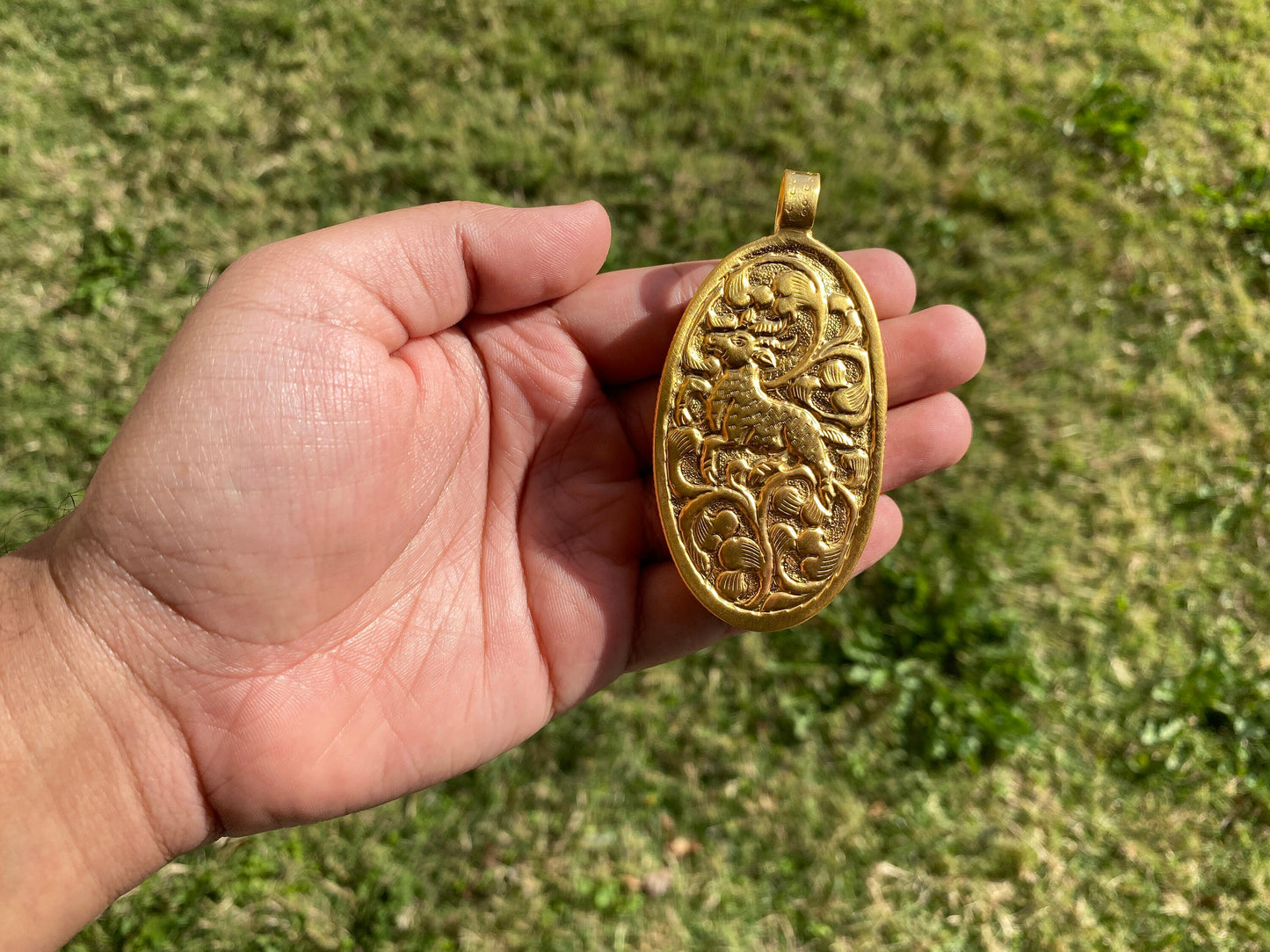 Aquarius Zodiac Symbol Carved Bone 18k Brushed Gold Overlay with Anti Tarnish Pendant, Horoscope Pendant, Zodiac Sign, Astrology Jewelry
