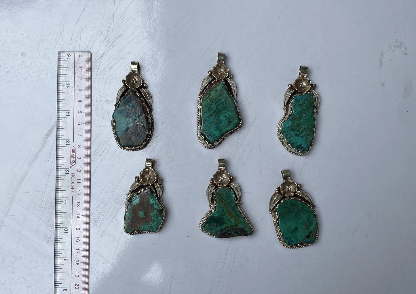 Artisan Crafted Raw Chrysocolla Pendant: Unique Boho Chic Accessory, Healing & Stylish Gift, Handmade with Floral Design, Natural Gemstone.