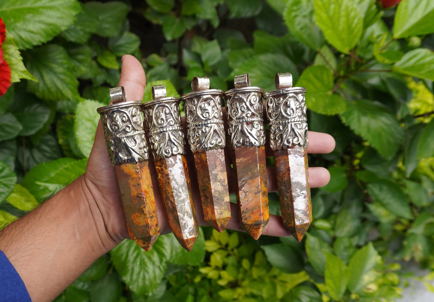 Artisanal Design: Long Yellow Jasper Tower Pendant with Unique Gemstone and Silver, Aesthetic and Durable wears, Handmade Pointed Pendants.