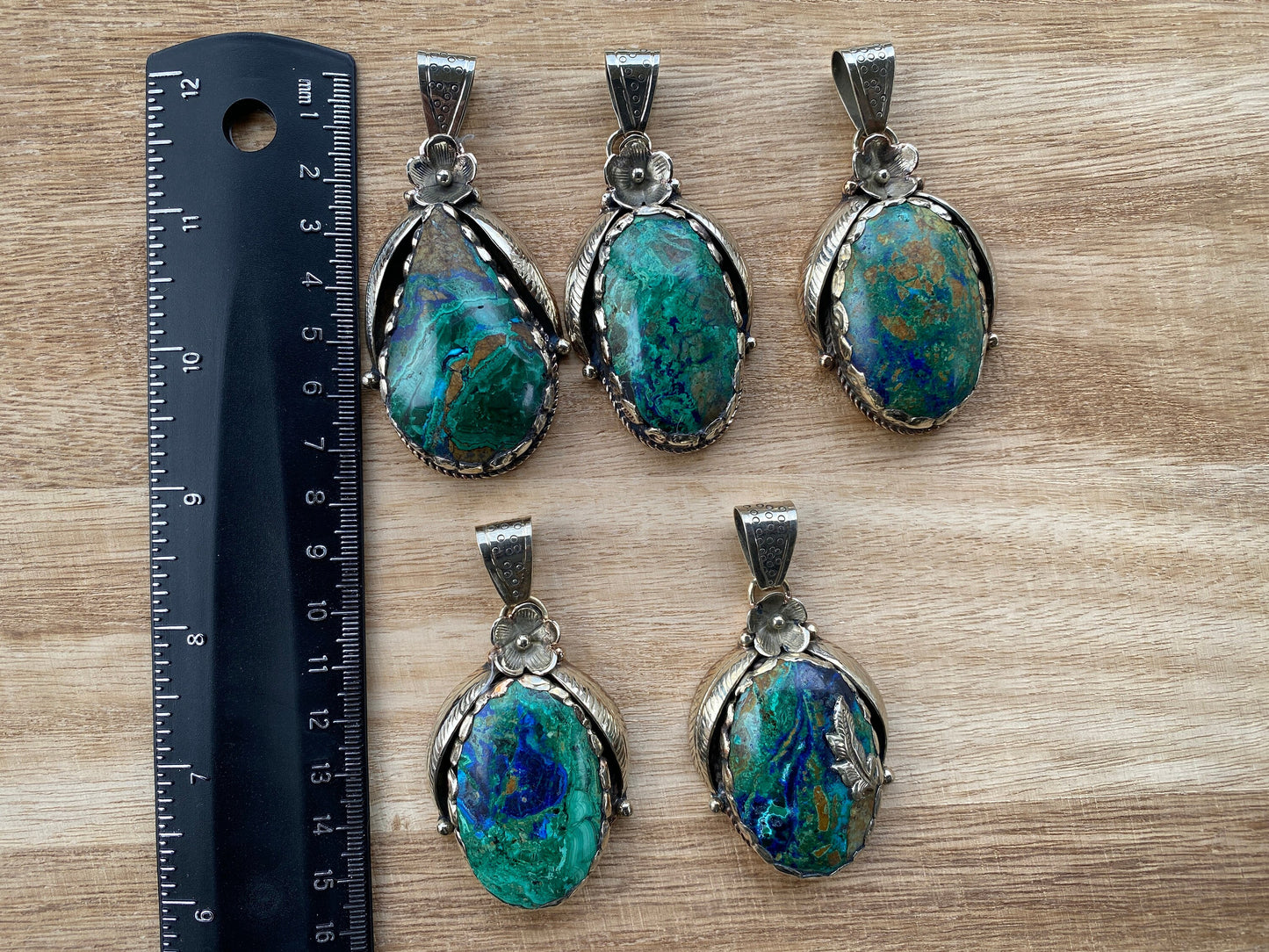 Azurite with Malachite Natural Rare Stone Tibetan Silver Pendant, Handcrafted Jewelry, Unique Stone Pendant, Ethnic Inspired Jewelry