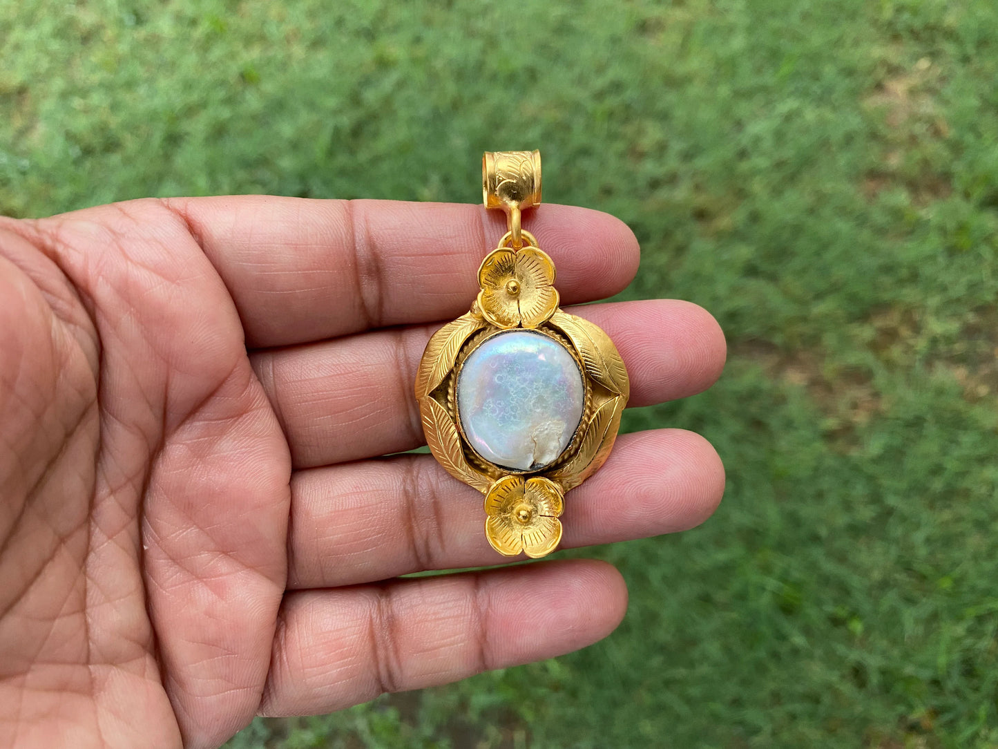 Baroque Pearl Pendant 18k Brushed Gold Overlay Non Tarnish Pendant, Irregular Pearl Jewelry, Freshwater Real Pearl Pendant, Coin Pearls