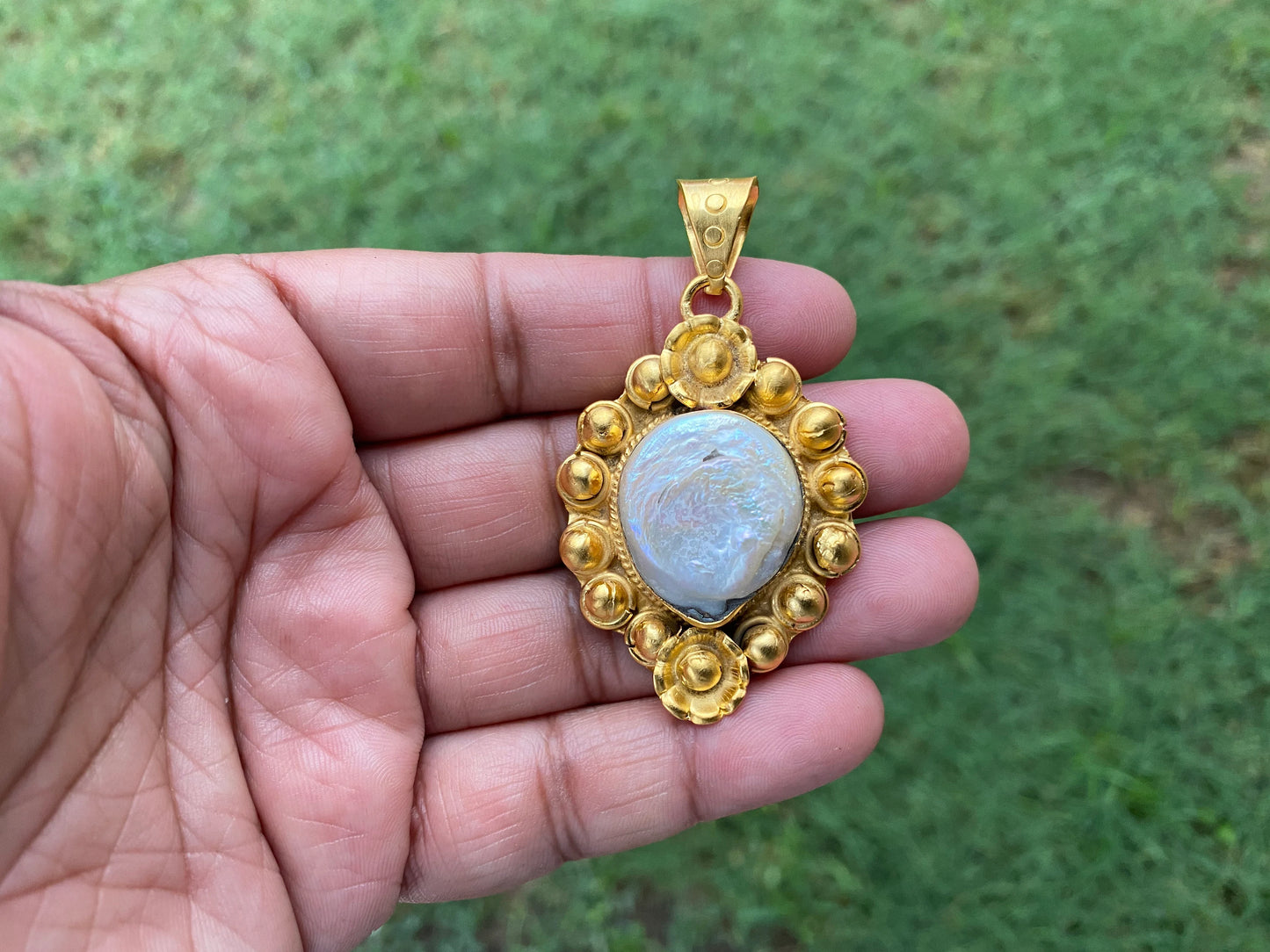 Baroque Pearl Pendant 18k Brushed Gold Overlay Non Tarnish Pendant, Irregular Pearl Jewelry, Freshwater Real Pearl Pendant, Coin Pearls