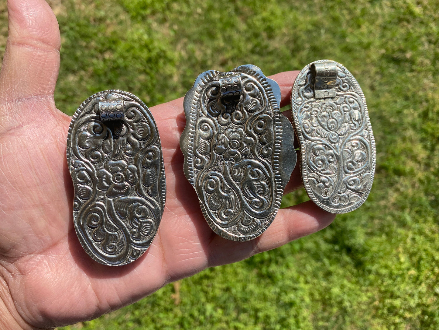 Bear & Eagle with Lady Face Hand Carved Buffalo Bone Tibetan Silver Pendant, Women's or Men Jewelry, Tribal Jewelry, Ethnic Bohemian Jewelry
