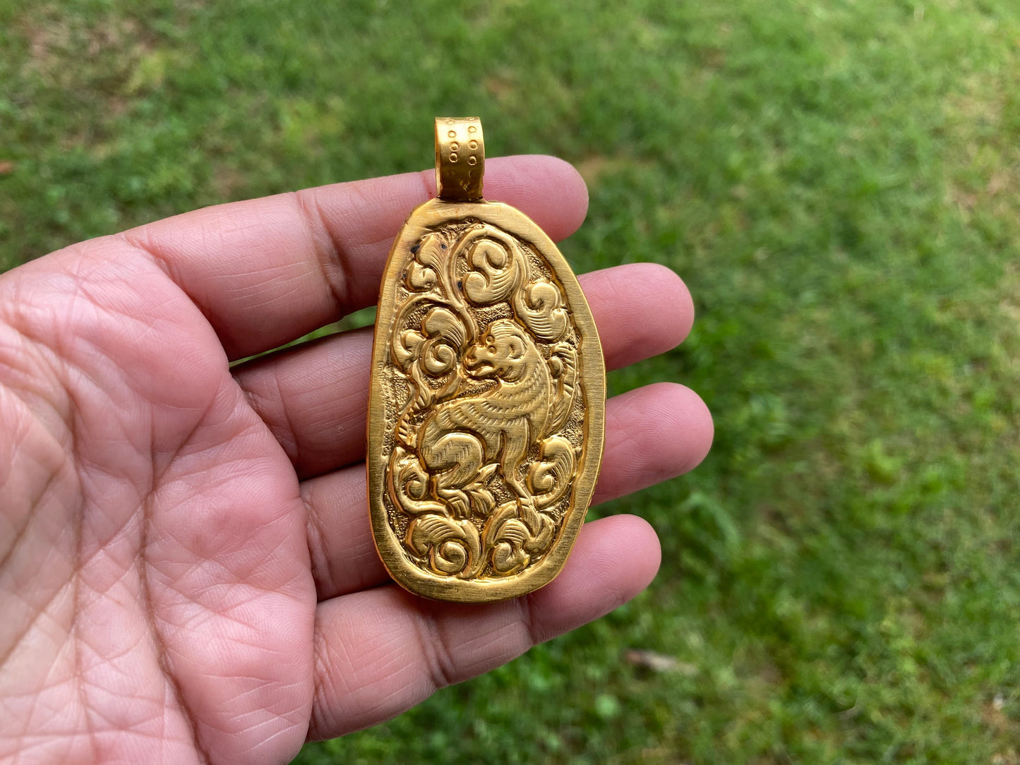 Bear & Sheep Carved Buffalo Bone, 18k Matte Gold Overlay with Anti Tarnish Pendant, Unisex Pendant, Necklace Pendant, Animal Lovers Jewelry