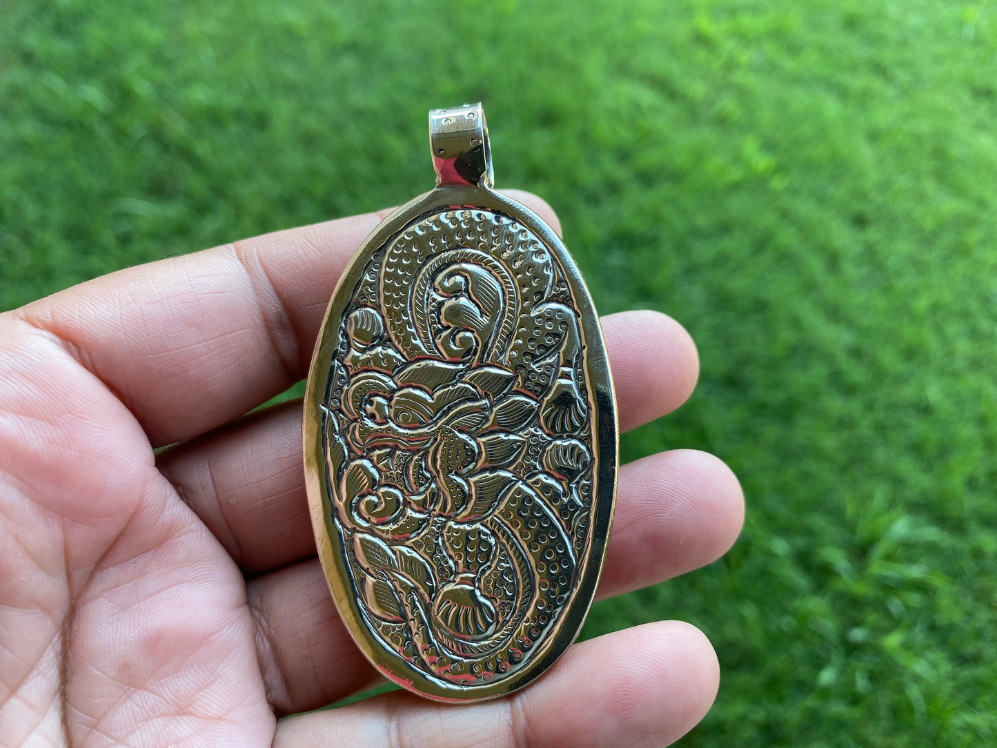 Bear with Lady Face Pendant, Hand Carved Buffalo Bone Tibetan Silver Pendant, Women's or Men Jewelry, Tribal Jewelry, Ethnic Boho Jewelry,