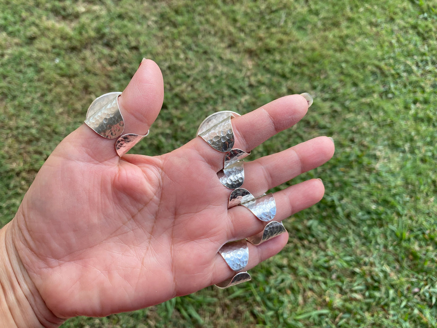 Big Adjustable Crunch Shell Two Tone Ring, Brushed Gold and Silver Overlay, Wide Band, Hippie Ring, Hammered Ring, Marine Inspired Ring