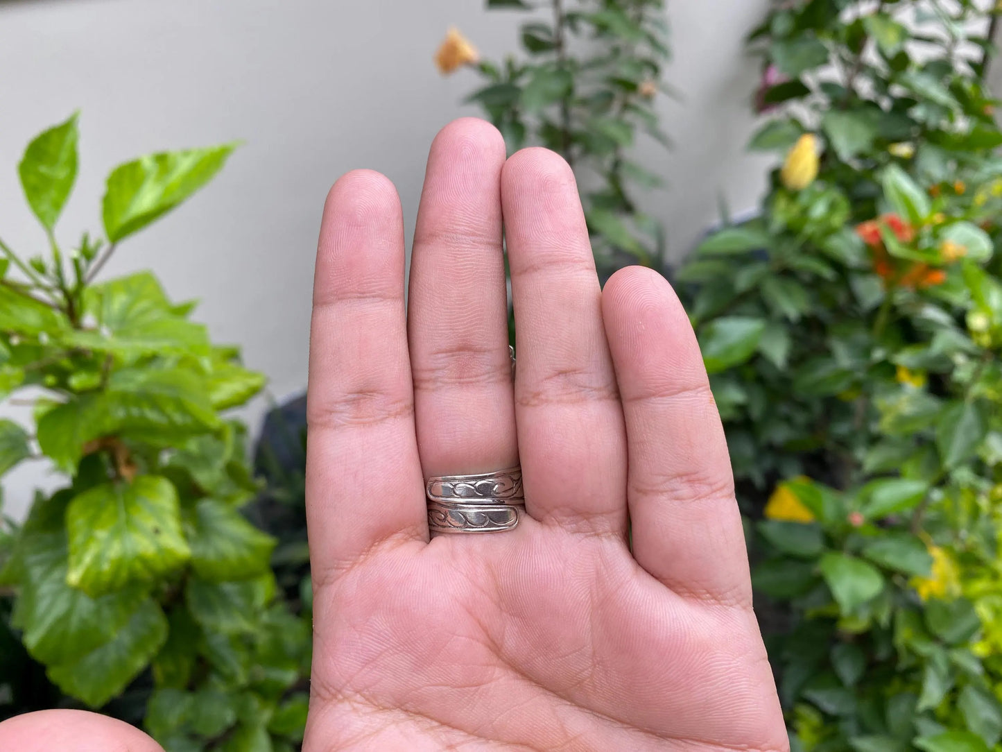 Big Adjustable Hand-Carved Hamsa Buffalo Bone Ring with moonstone Gemstone | Tibetan Silver Spiritual Jewelry, Unisex Statement Ring