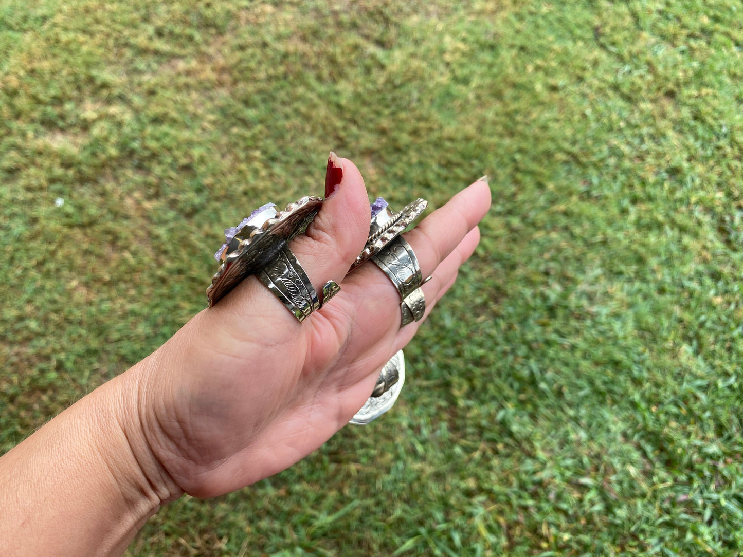 Big Adjustable Raw Amethyst Geode Tibetan Silver Ring, Purple Raw Stone Rings, Amethyst Crystal Ring, Statement Rings, Chunky Bohemian Ring