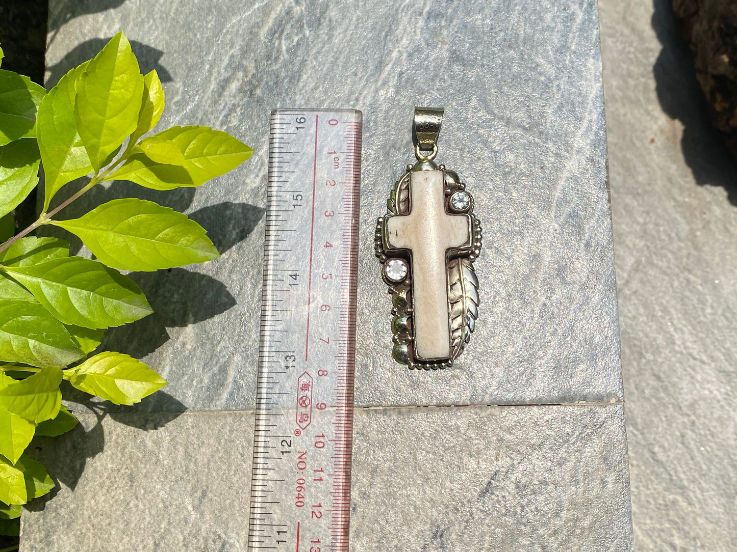 Big Cross pendant, Buffalo bone Pendant with adornment of white topaz, Pendant for daily wear, Healing Cross Pendant, MeaningfulGift, Unisex