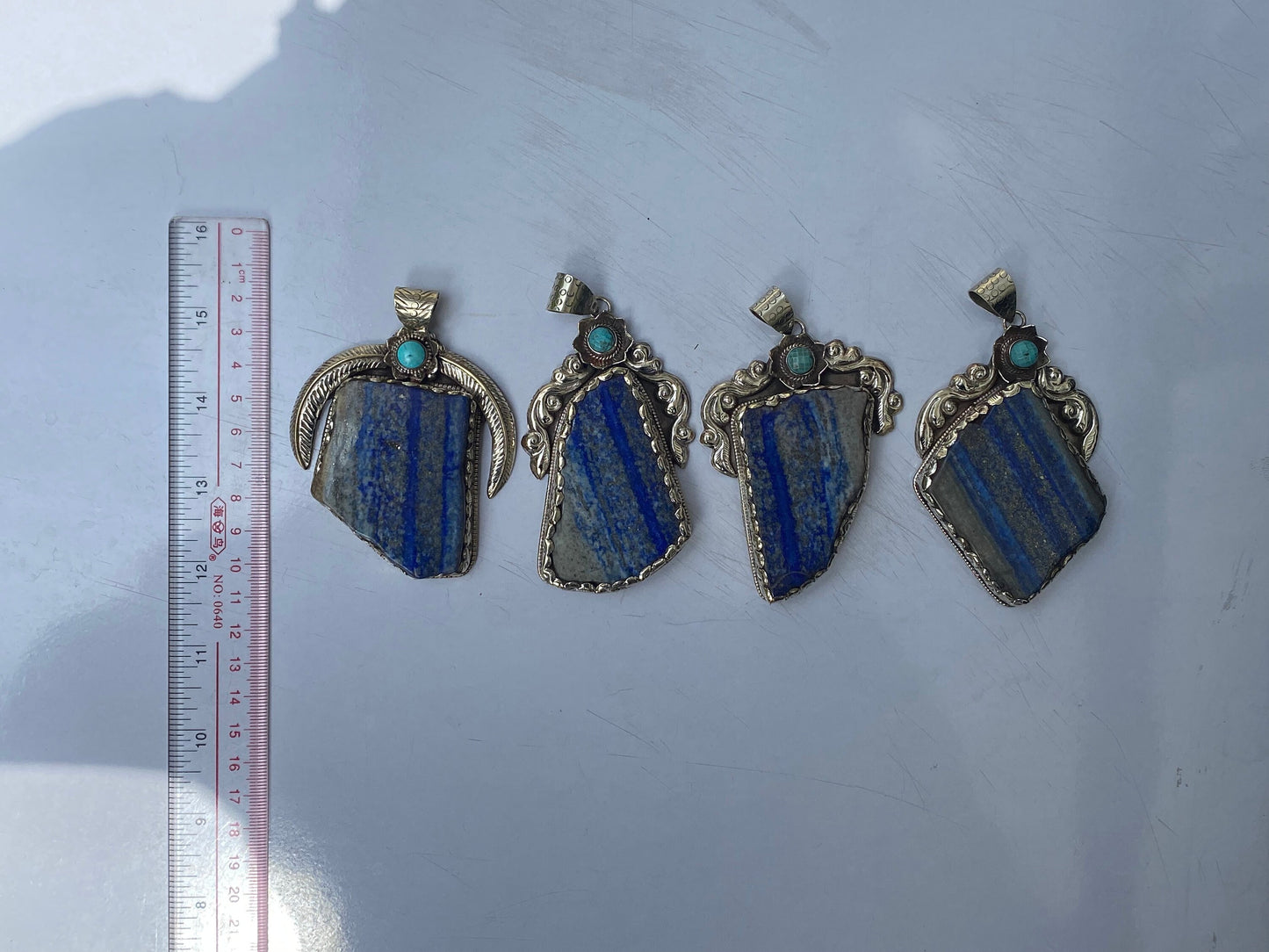 Big Natural Raw Lapis Pendant adorned with Tibetan Silver, Turquoise Pendant, Floral designed Pendant, Gift ideas, DailyWearHealingPendant.