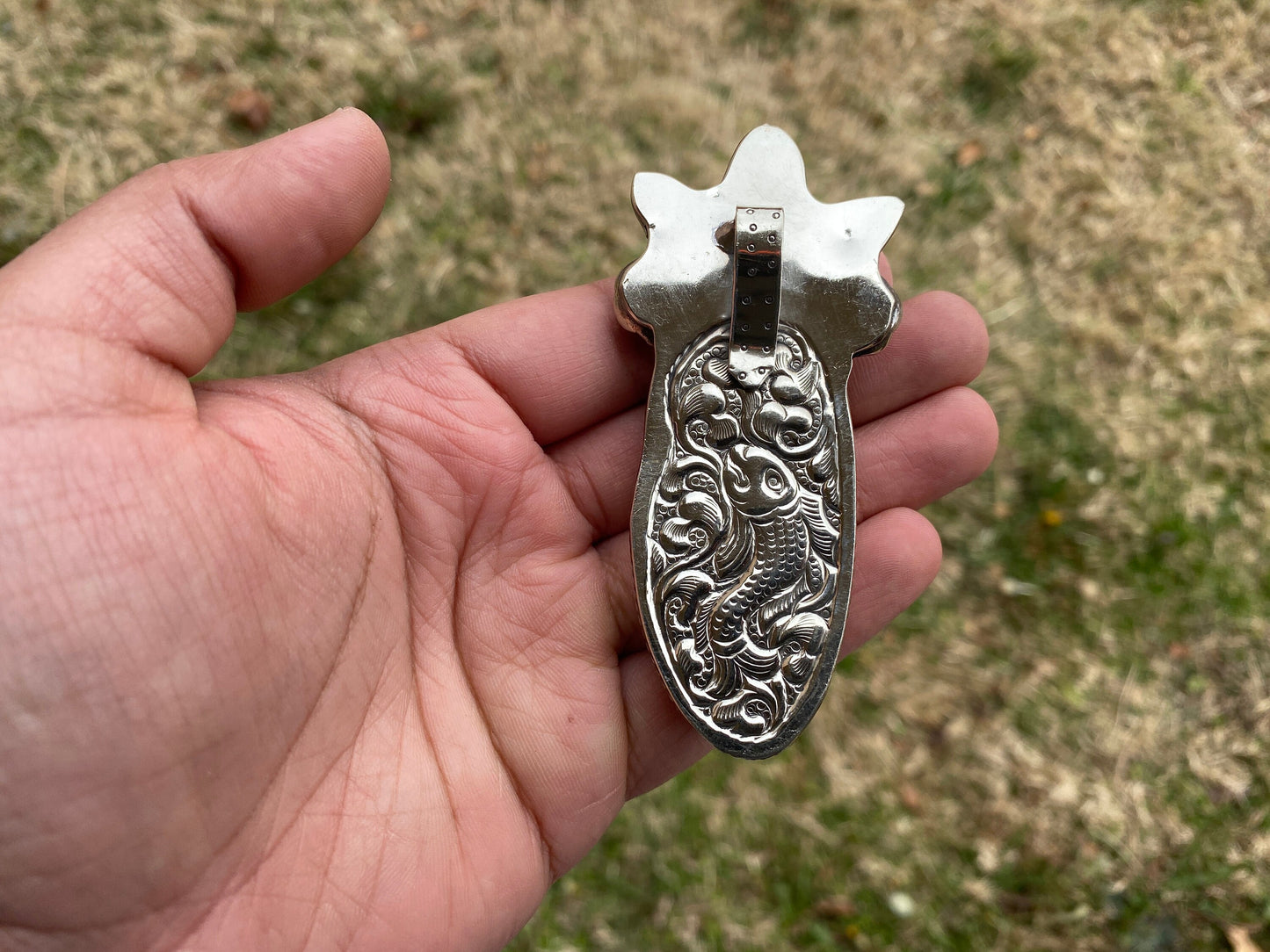 Bighorn Sheep Ram with Skull Hand Carved Buffalo Bone Tibetan Silver Pendant, Jewelry for Men or Women, Ethnic Jewelry, Skull Jewellery