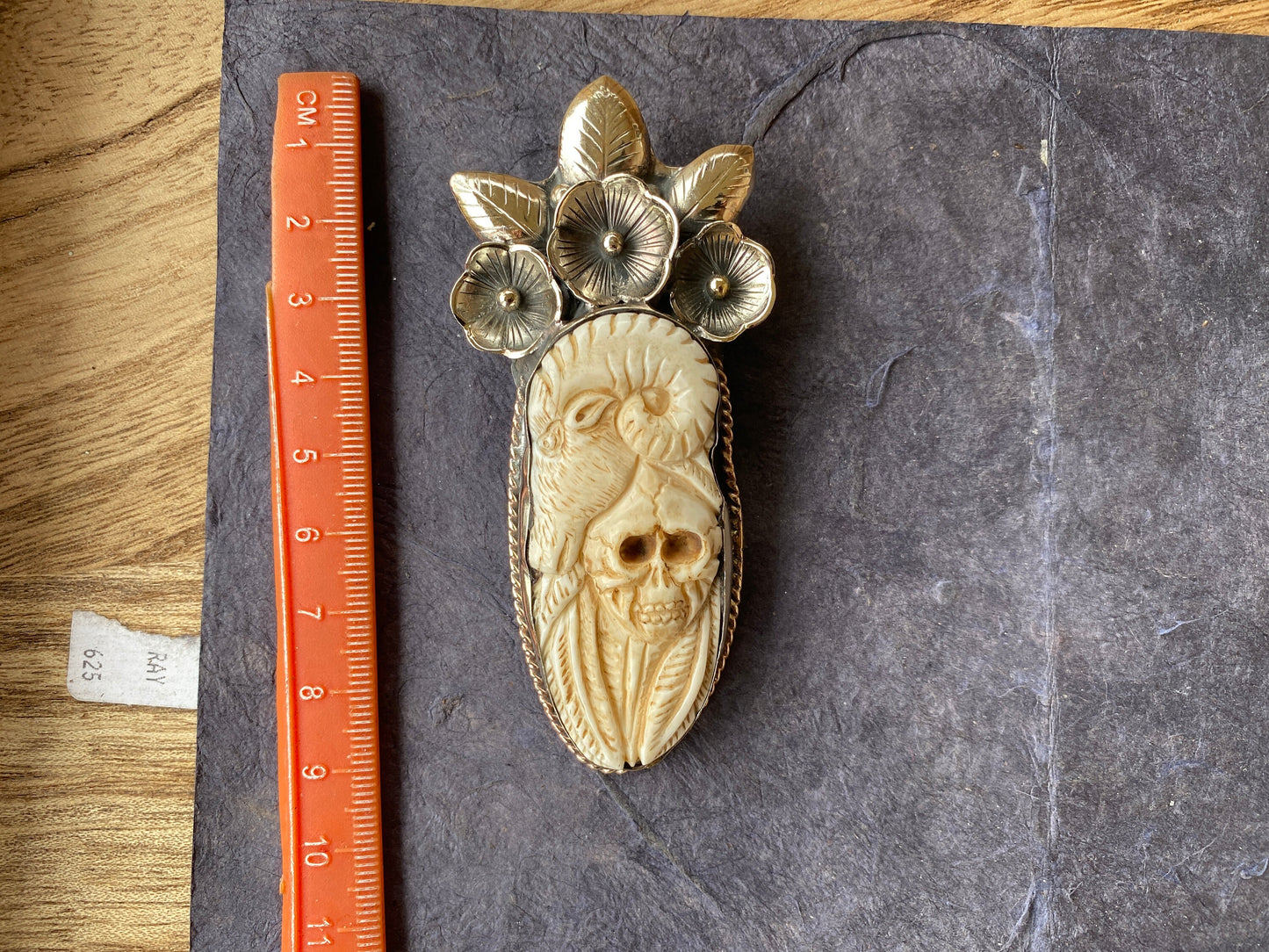 Bighorn Sheep Ram with Skull Hand Carved Buffalo Bone Tibetan Silver Pendant, Jewelry for Men or Women, Ethnic Jewelry, Skull Jewellery