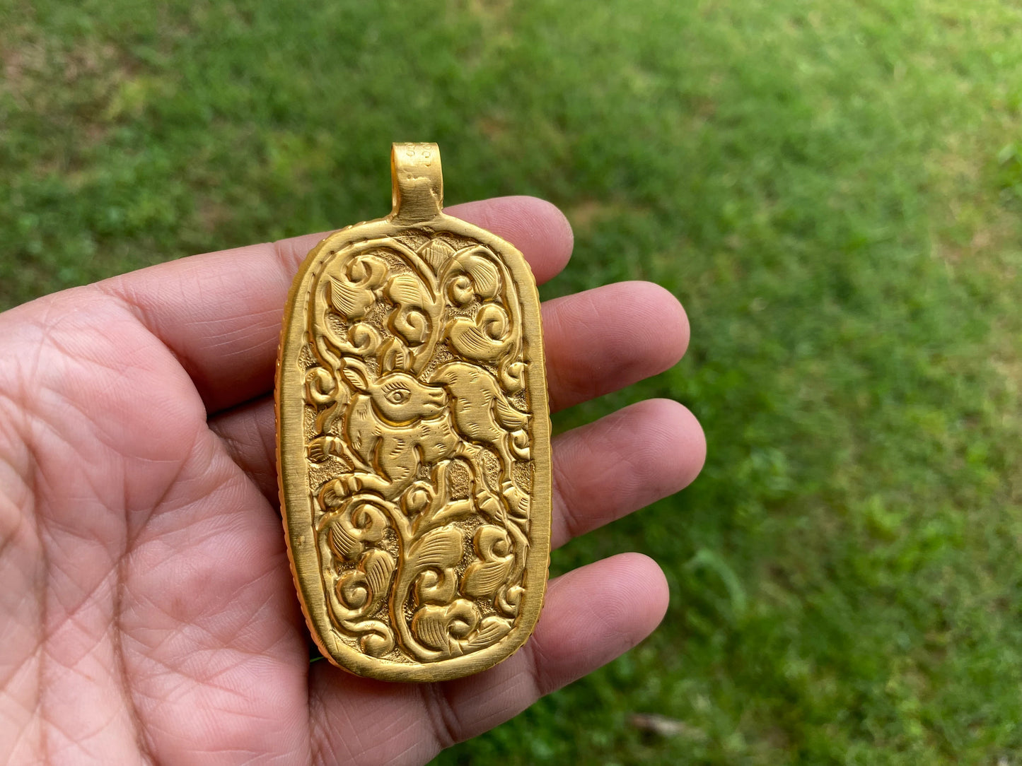Black Lives Matter Carved Buffalo Bone Pendant, 18K Brushed Gold Overlay Non Tarnish Pendant for Men & Women, Support for Black People, BLM