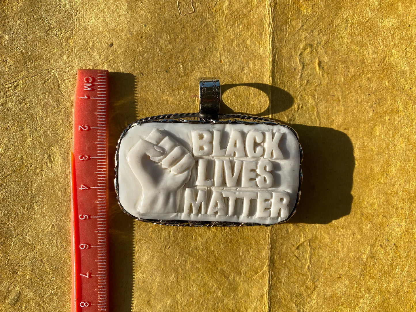 Black Lives Matter Hand carved Buffalo Bone Tibetan Silver Pendant, Pendant for Men / Women, Support for Black People, African American, BLM
