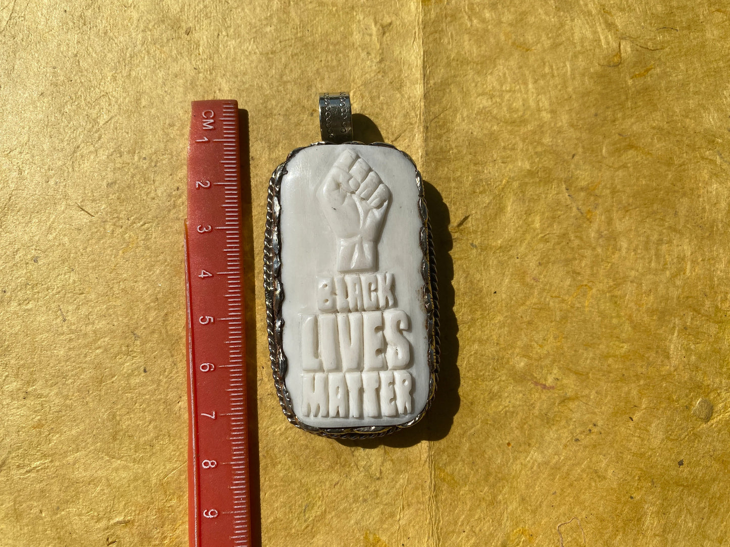 Black Lives Matter Hand carved Buffalo Bone Tibetan Silver Pendant, Pendant for Men & Women, Support for Black People, African American, BLM