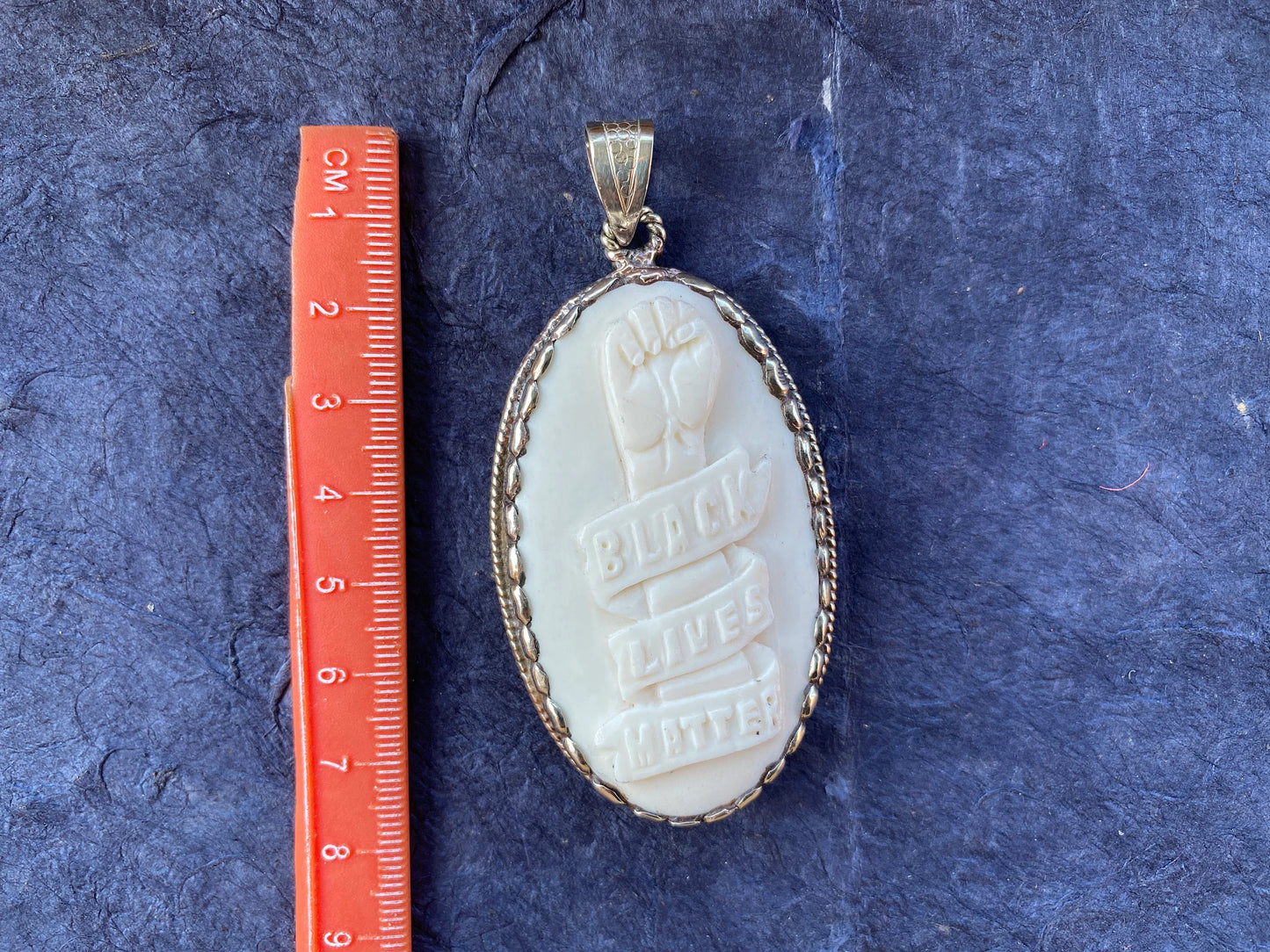 Black Lives Matter Hand carved Buffalo Bone Tibetan Silver Pendant, Pendant for Men & Women, Support for Black People, African American, BLM