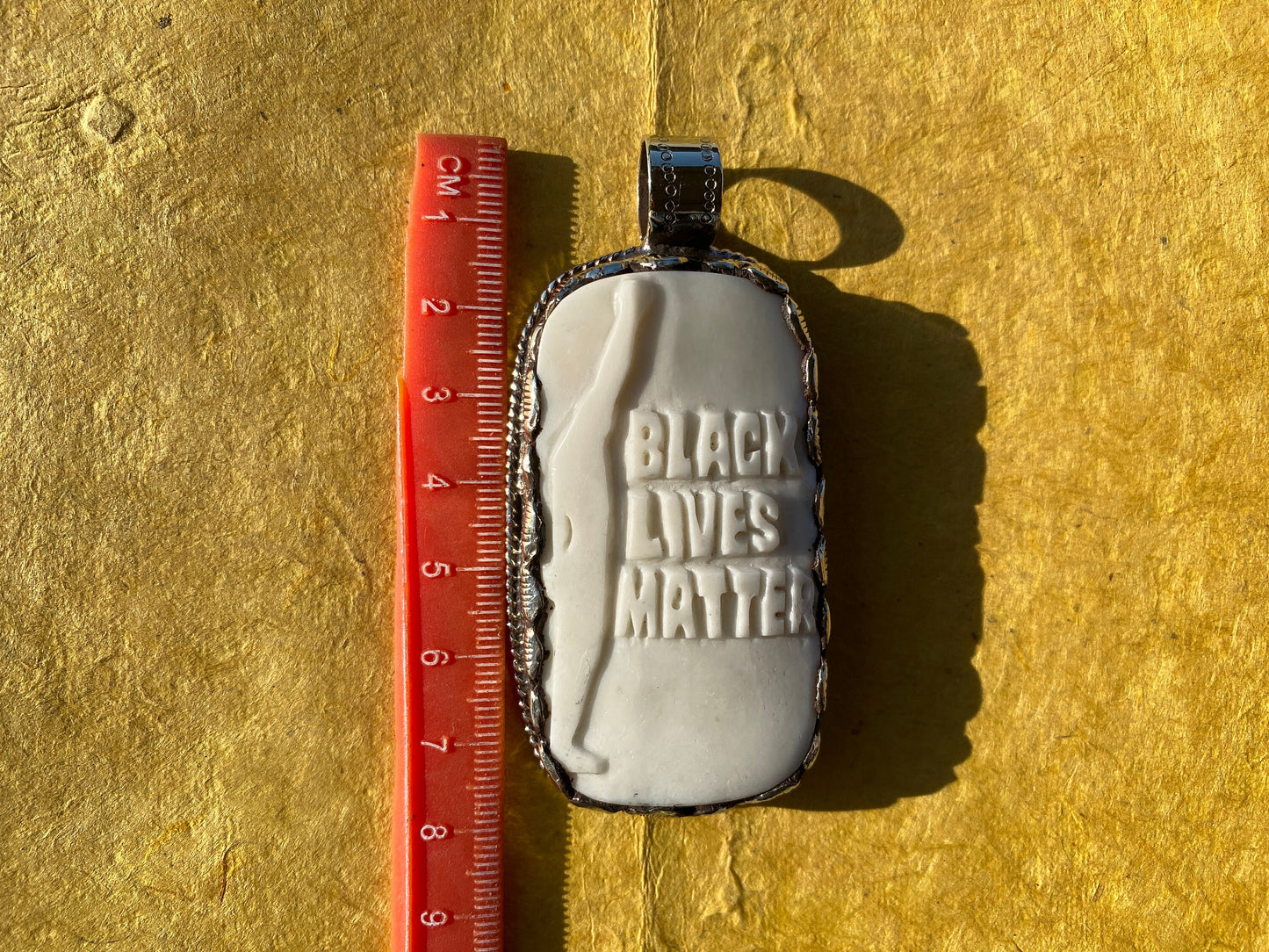 Black Lives Matter Hand carved Buffalo Bone Tibetan Silver Pendant, for Men / Women, Support for Black People, Black Power Jewelry, BLM Fist