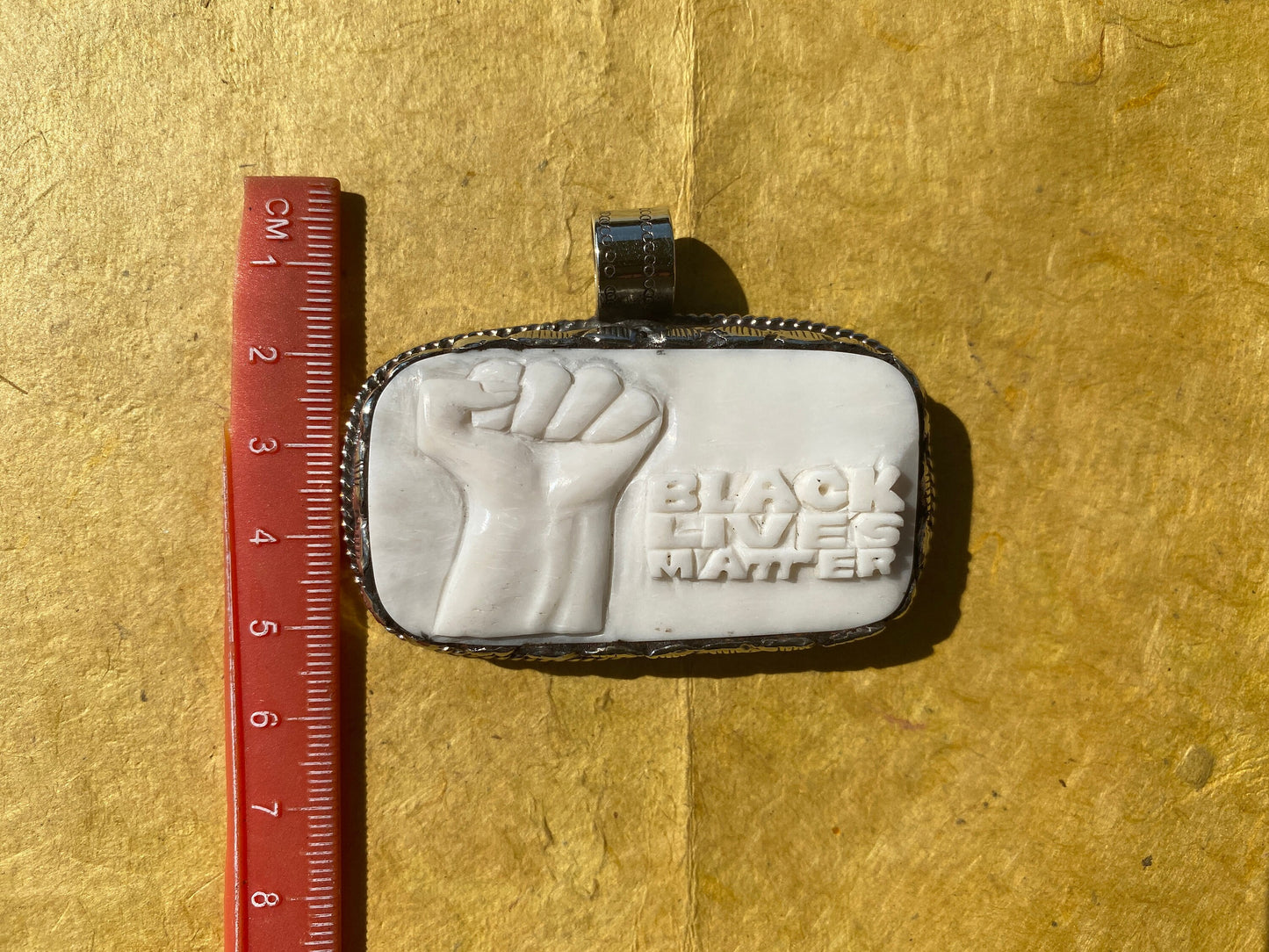 Black Lives Matter Hand carved Buffalo Bone Tibetan Silver Pendant, for Men / Women, Support for Black People, Black Power Jewelry, BLM Fist