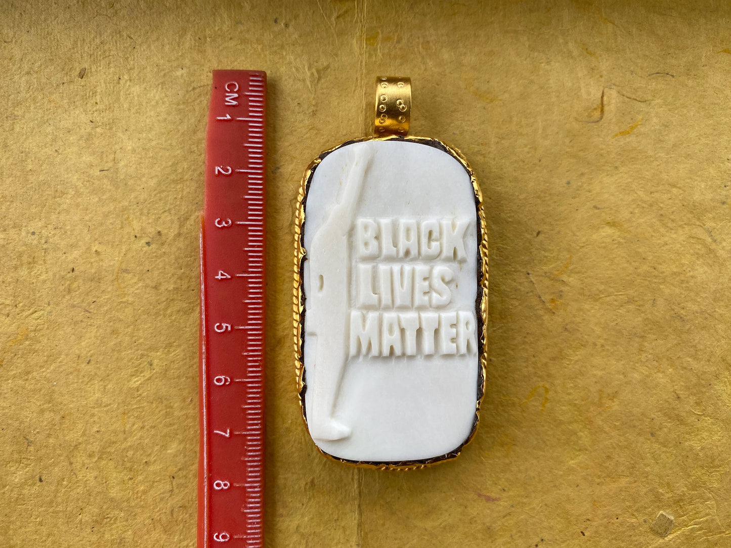 Black Lives Matter Pendant, High Quality 18K Matte Gold Overlay Non Tarnish, Buffalo Bone, Support for Black People, Black Power, BLM Fist