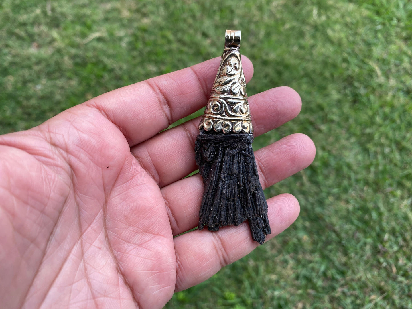 Black Raw Kyanite Tibetan Silver Pendant, Gemstone Healing Pendant, Natural Stone Pendant, Protective Energy Jewelry, Metaphysical Gift