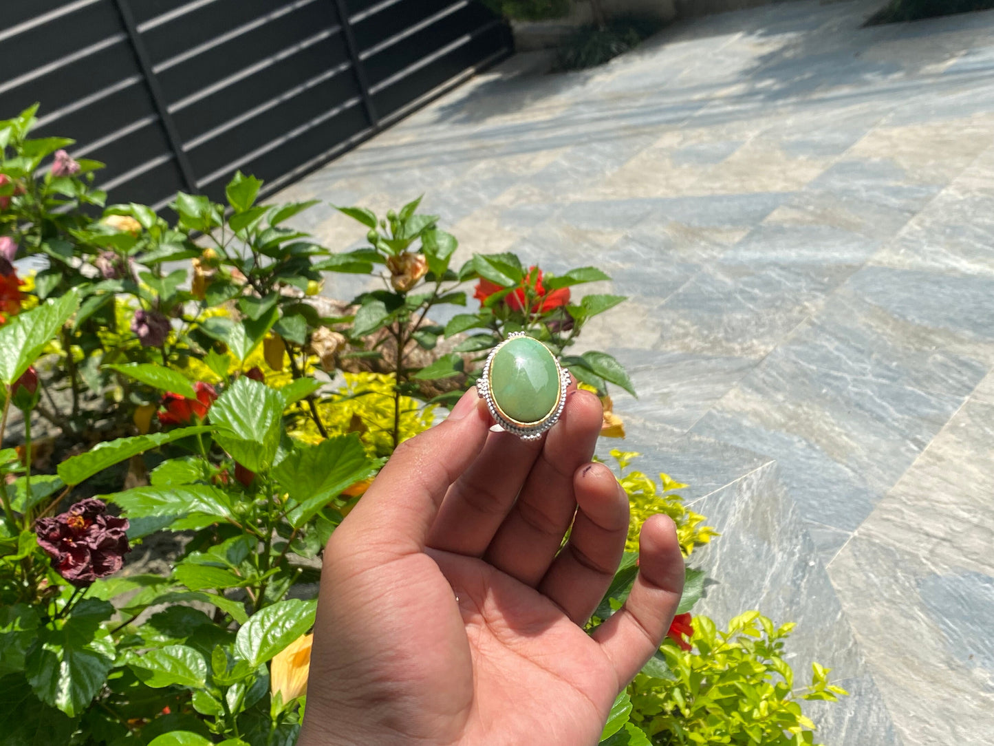 Bohemian Beauty: Adjustable Turquoise Adorned Ring, Two tone Ring, Handmade Nepali Ring, Unisex Ring.