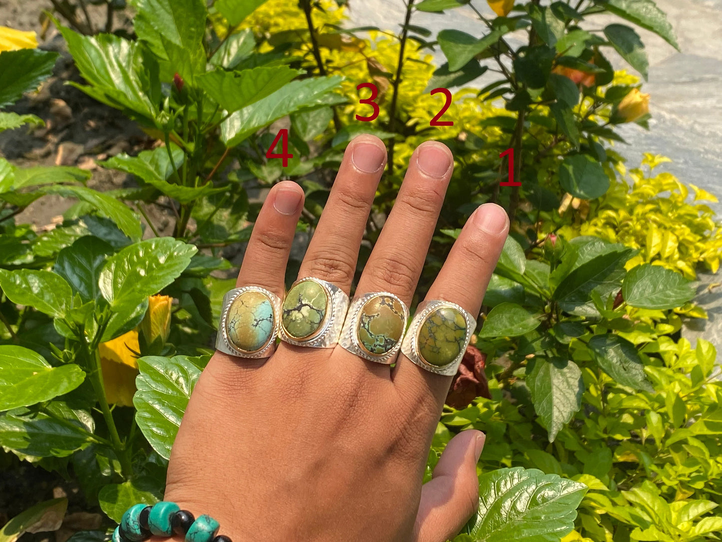 Bohemian Bliss: Adjustable Turquoise Two Tone Ring, Gold and Silver overlay over brass, Aesthetic Ring, Hammered ring.
