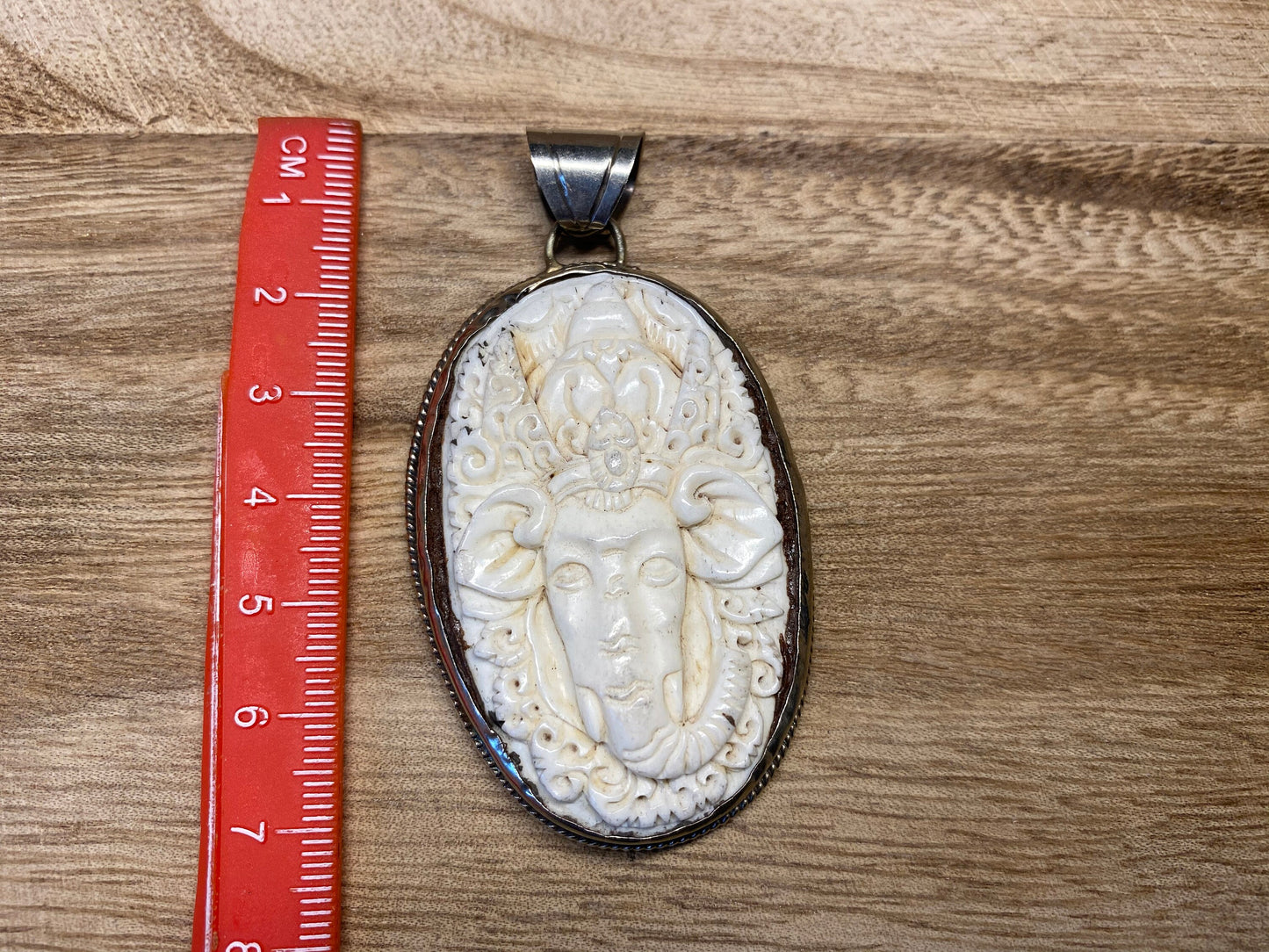 Bone Carved Ganesh Pendant, Tibetan Silver, Yoga Pendant, Himalayan, Tribal, Ethnic, Tibetan Pendant, Handmade, Repousse Silver, Elephant