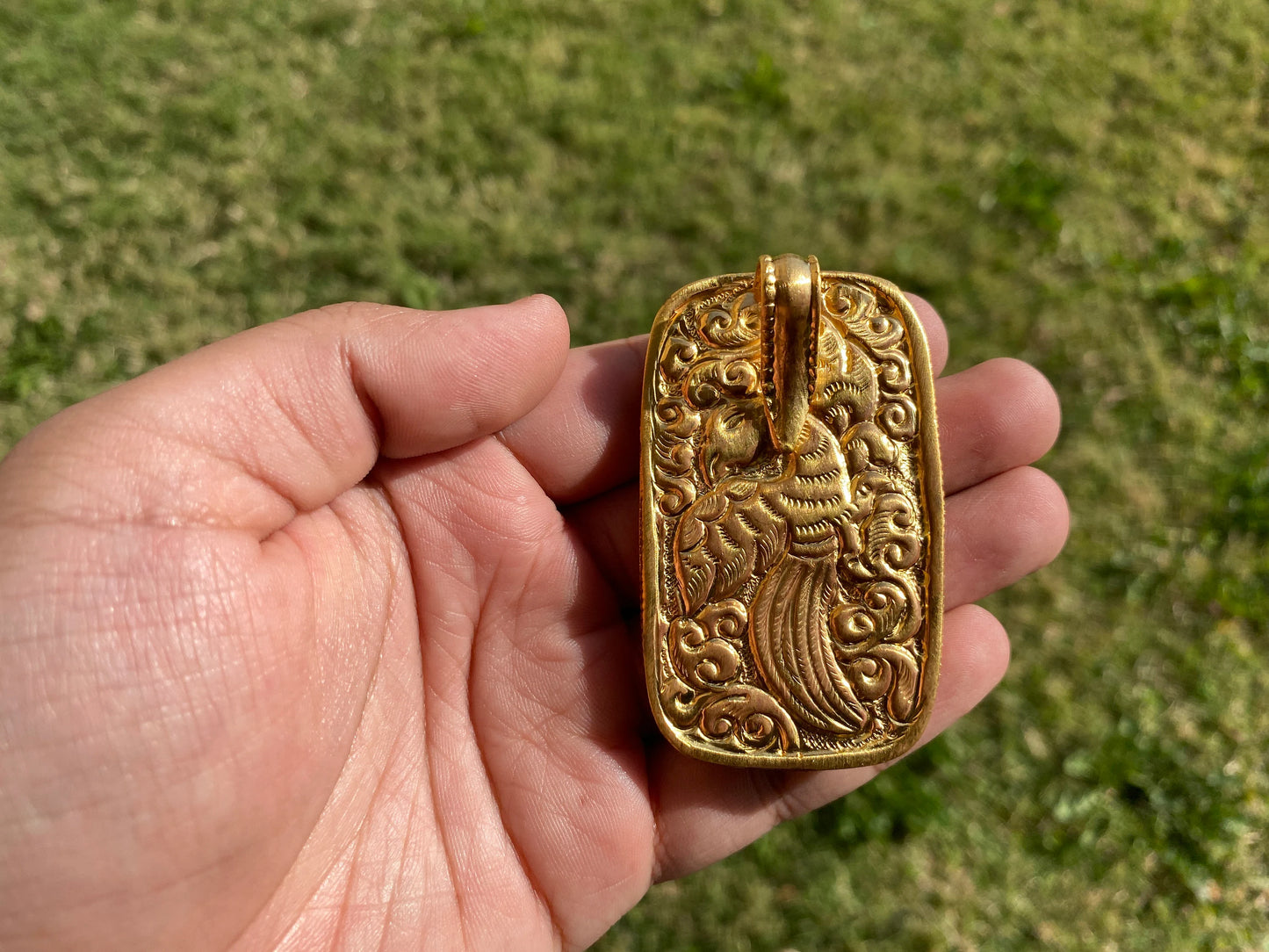 Bone Carved Marijuana Leaf with Peace Pendant, Non Tarnish Gold Overlay, Weed Leaf Unisex Jewelry, For Pot Lovers, Cannabis Leaf 420 Jewelry