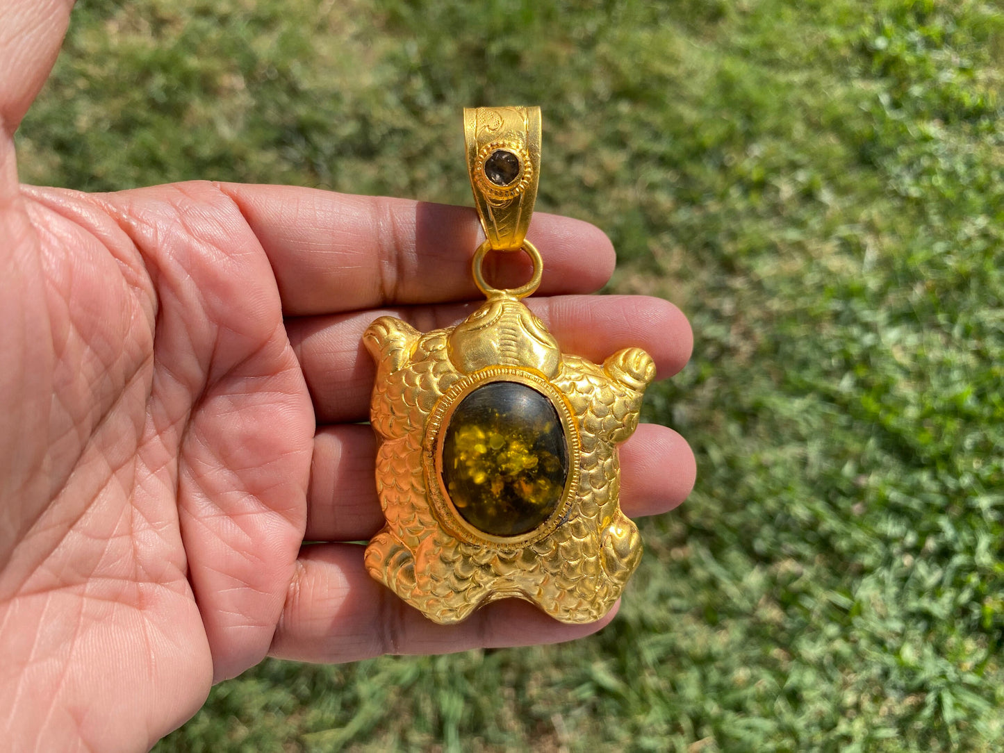 Fossilized Amber Pendant, Brushed Gold Overlay, Healing Amber, Amber Jewelry, Rough Amber, Baltic Amber, Metaphysical Stone, Organic Jewelry