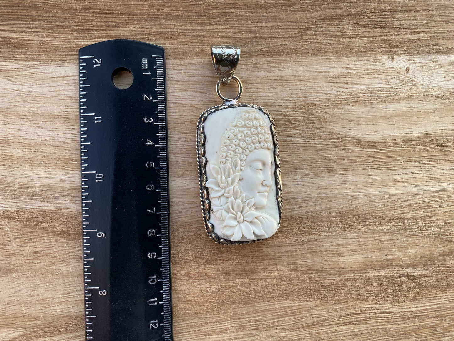Buddha Face Tibetan Silver Pendant, Buffalo Bone Healing Yoga Jewelry, Tranquility Pendant, Unisex Pendant, Spiritual, Peace Jewelry, Ethnic