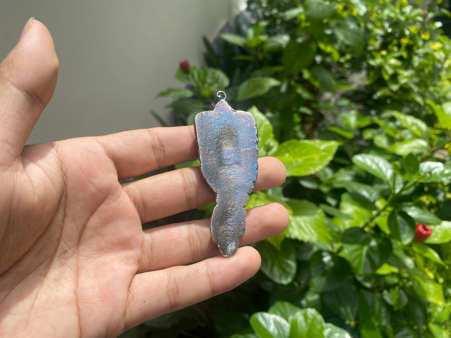 Buddha Leaf Tibetan Silver Overlay Brass Pendant | Tibetan Buddha Head Pendant, Tibetan Buddhist Jewelry, Buddhist Amulet, Religious Jewelry