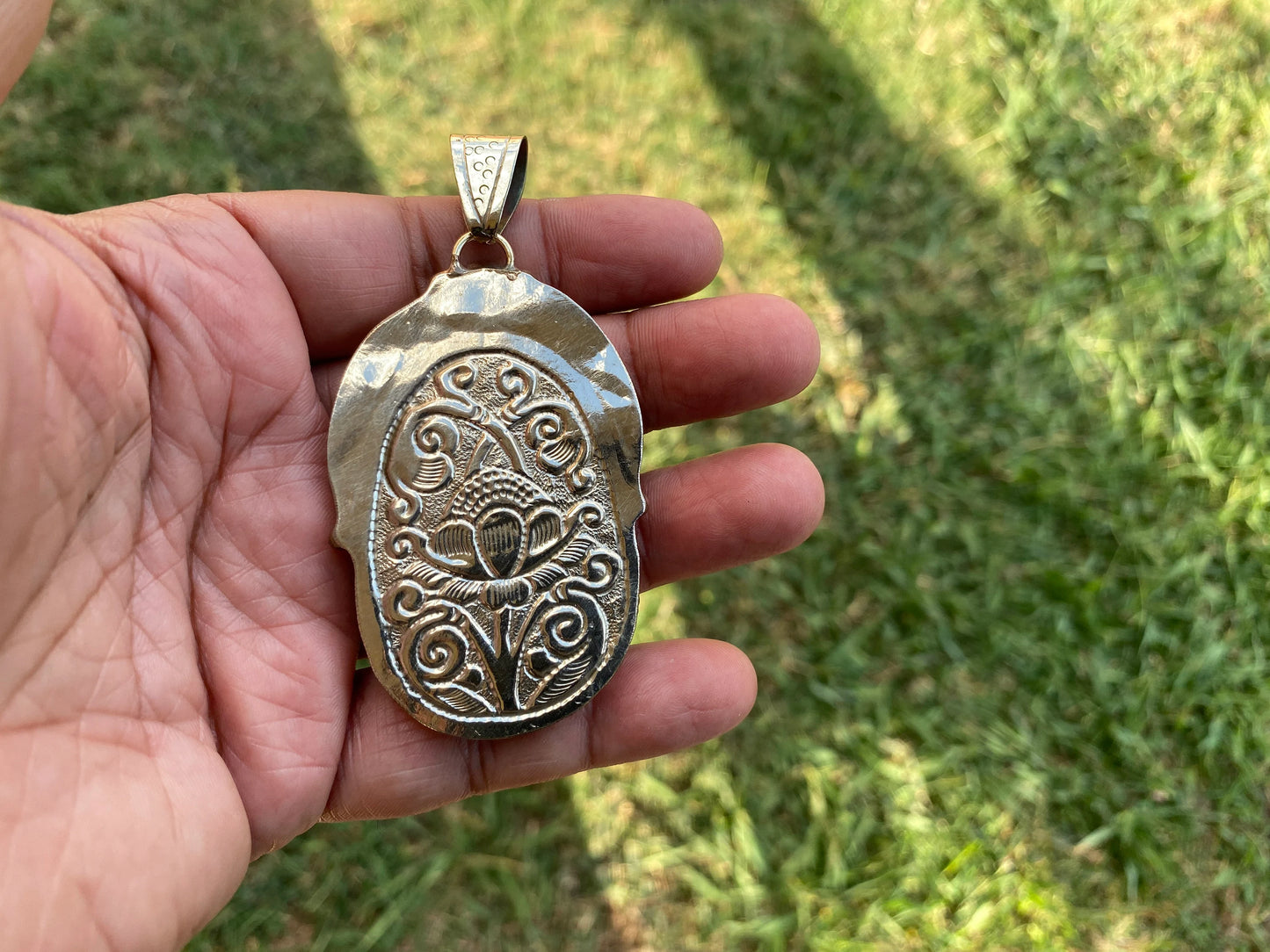 Buddha Tibetan Silver Pendant, Compressed Turquoise Color, Spiritual Jewelry, Zen Accessory, Buddhist Symbol, Peaceful Amulet, Noble Path