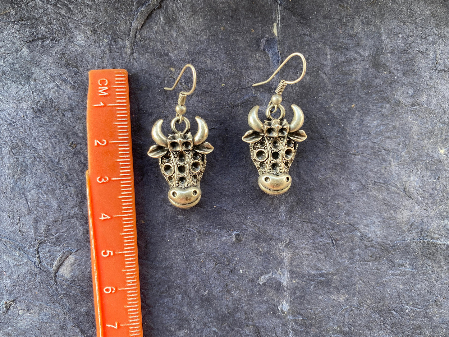 Bull Head Design Earrings, Ethnic Earrings, Antique Silver Plated Earrings, Tribal Earrings, Bohemian Earring, Tibetan Design, Birthday Gift