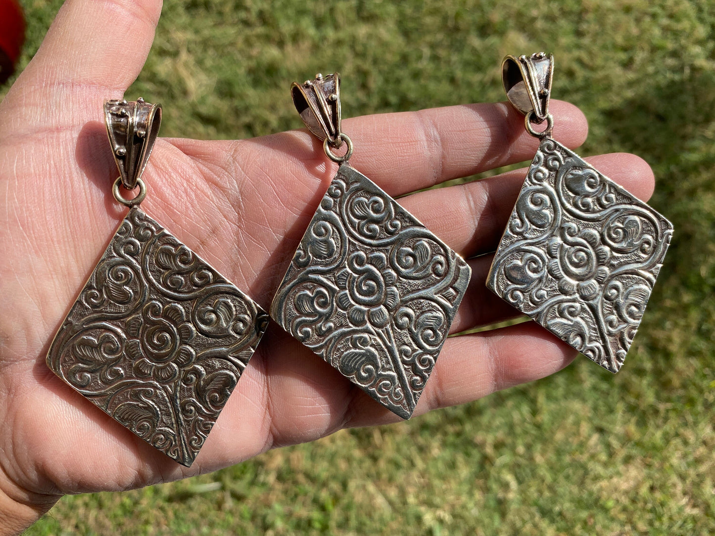 Bumblebee Jasper Tibetan Silver Pendant, Faceted Amethyst Gemstones, Tibetan Pendant, Ethnic Jewelry, Jewelry from Nepal, Natural Stone