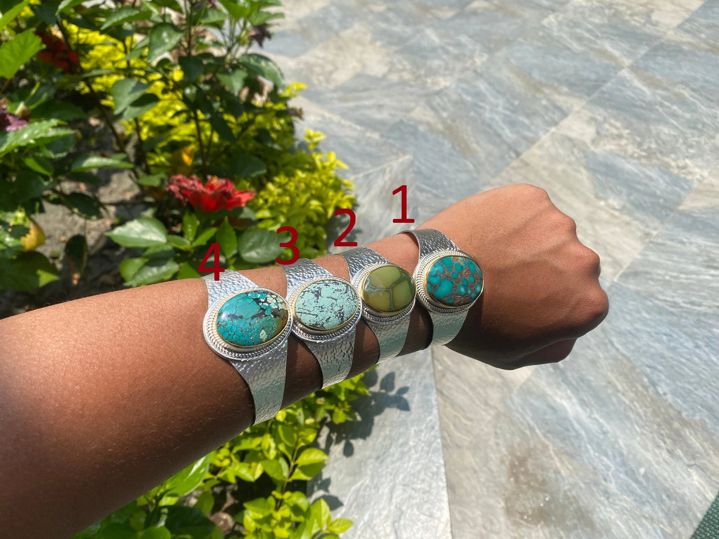Serenity Cuff Bracelet: Calming Gemstones for Everyday Wear, Hippie Bracelet, Gift ideas, Natural Turquoise Bracelet, Adjustable bracelet.