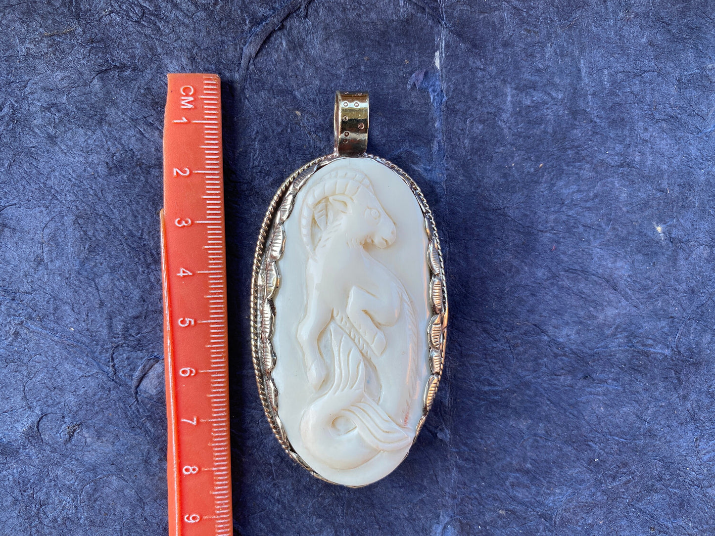 Capricorn Zodiac Sign Bone Pendant, Tibetan Silver, Horoscope Medallion, Unisex Pendant, Astrological Sign, Zodiac Sea Goat Sign Designs